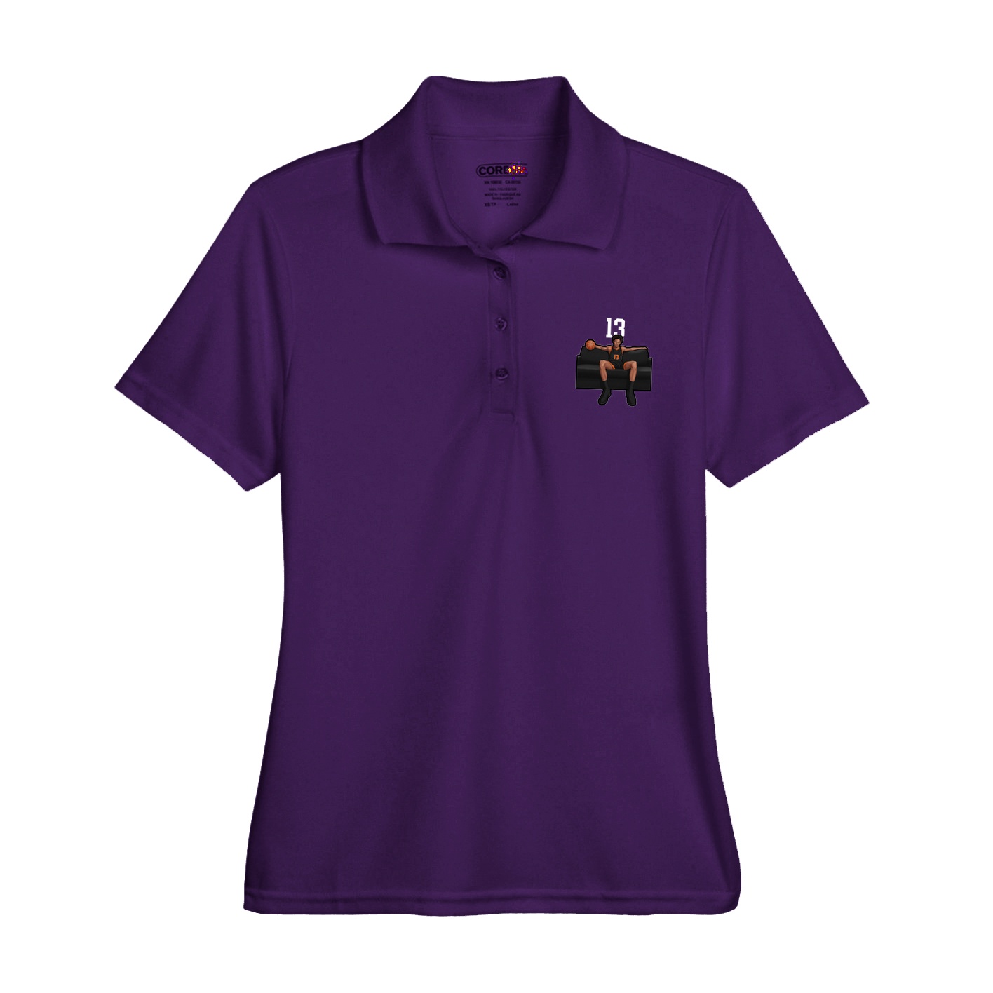 Womens Performance Polo — Number Top in Purple