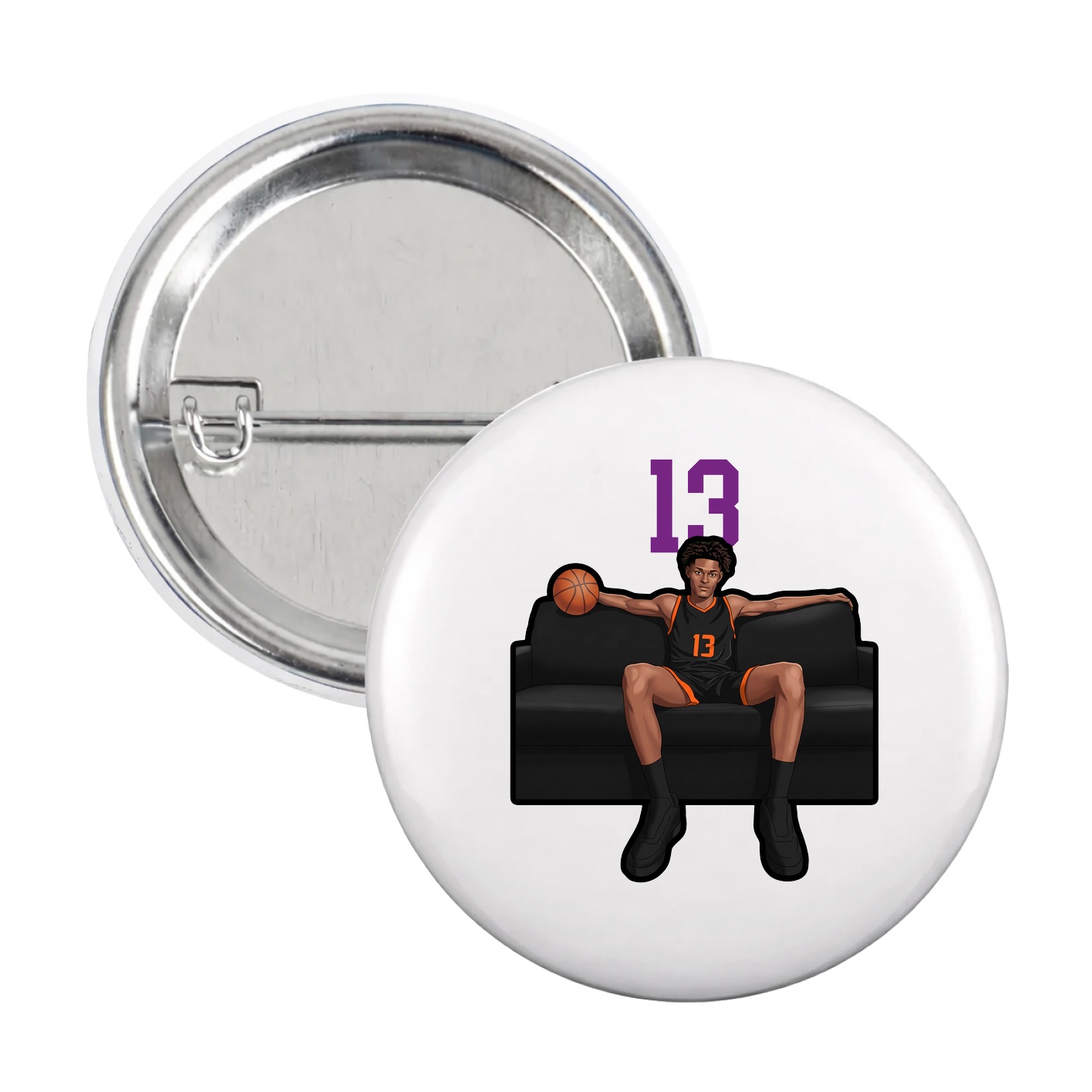 Game Day Button — Number Top in White