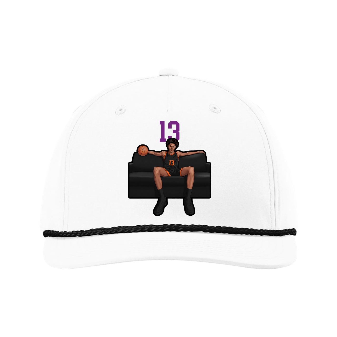 Five-Panel Classic Rope Cap — Number Top in White