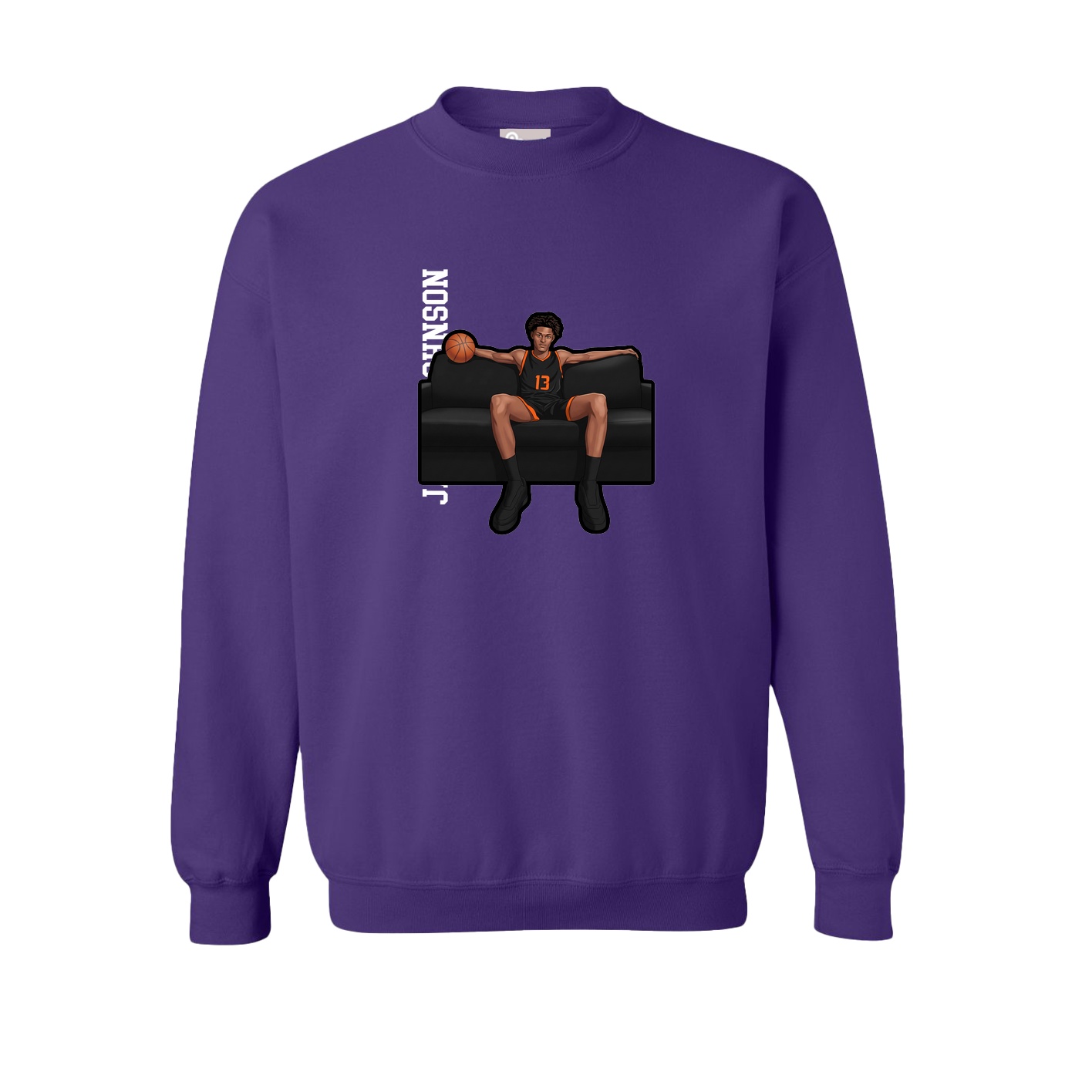 Fleece Crew — Name Vertical in Purple