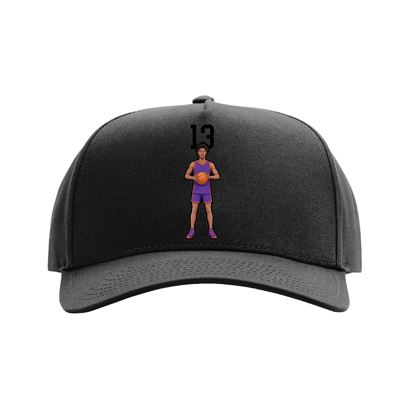 Full Fabric Five-Panel Champ Cap — Number Top in Black