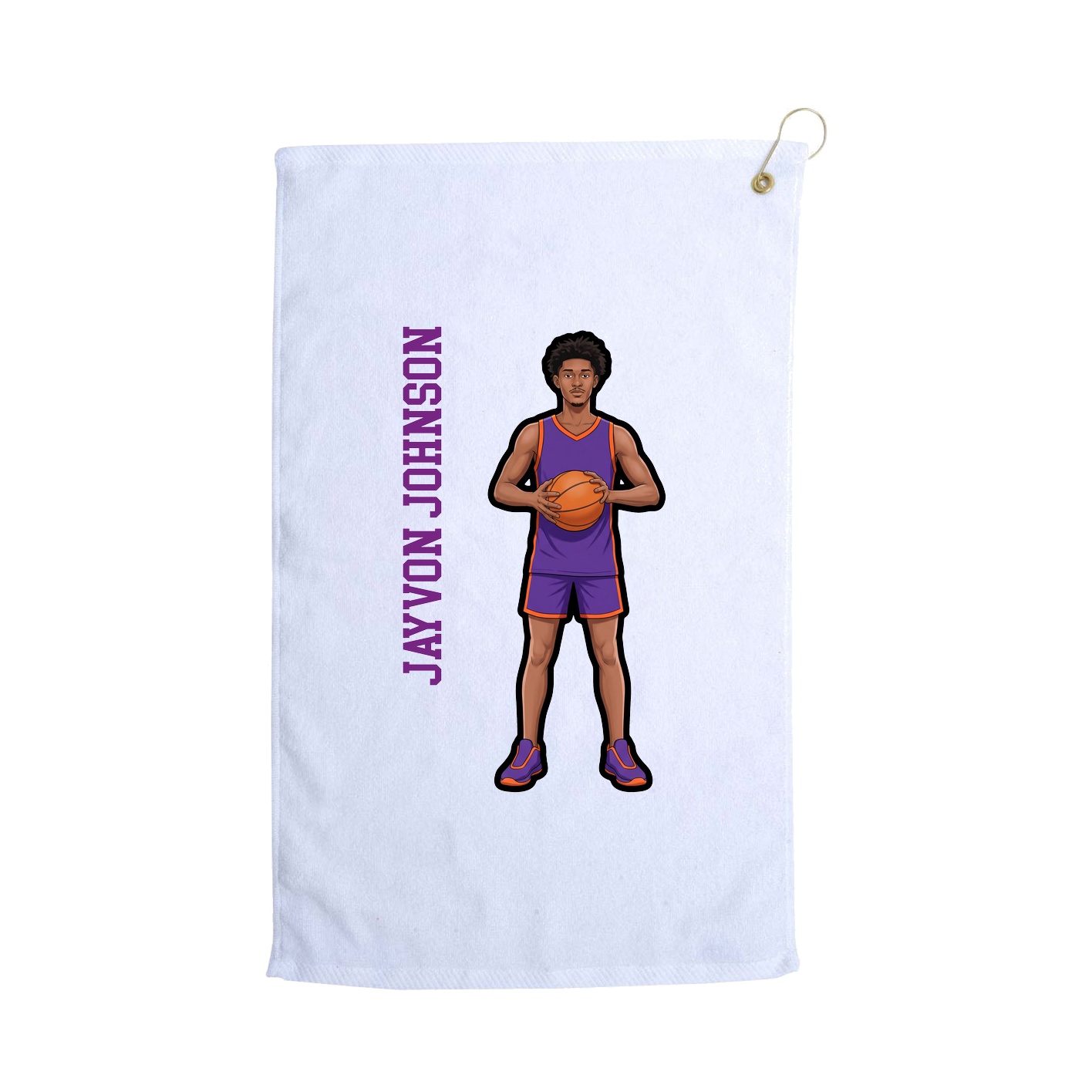 Golf Towel — Name Vertical in White