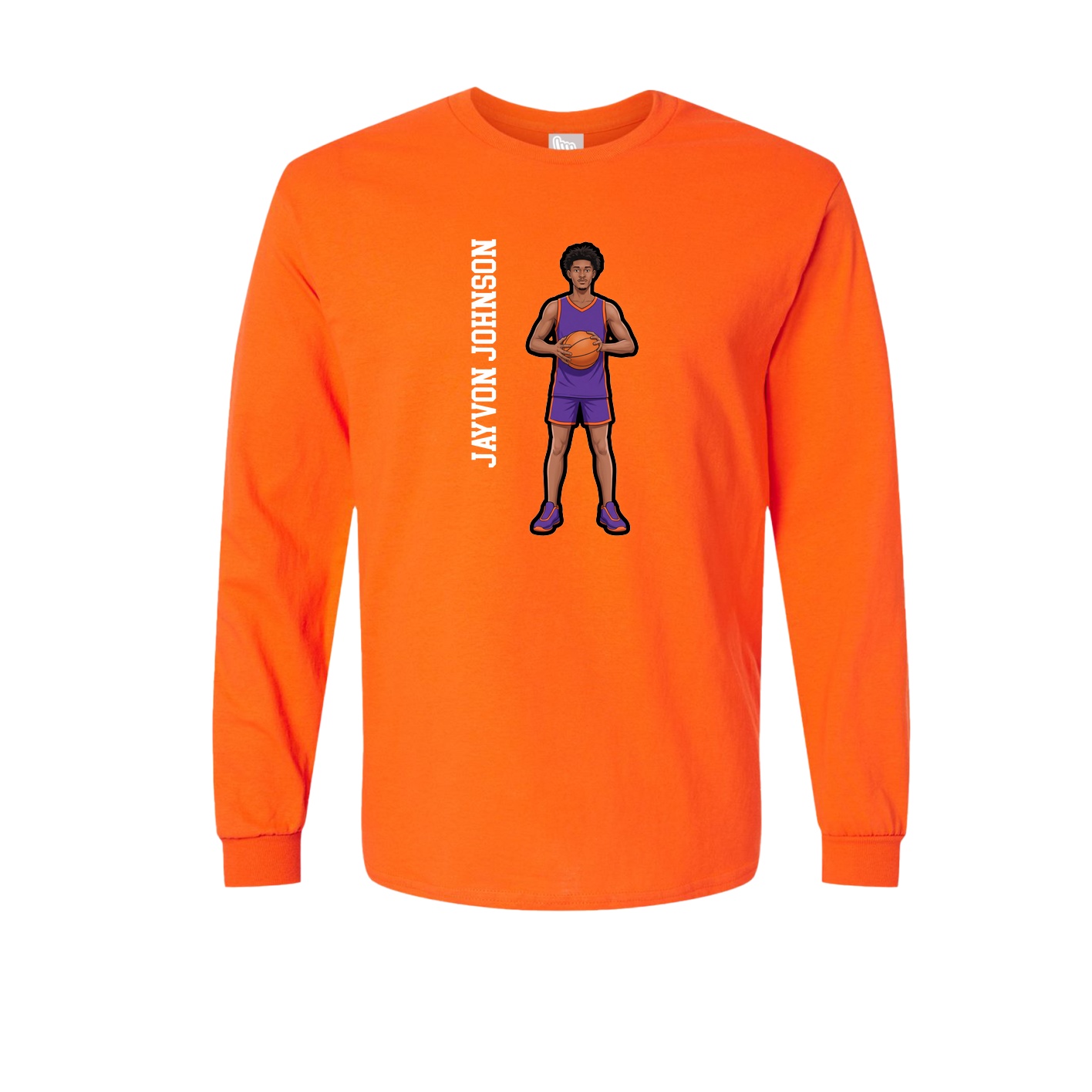 Long Sleeve Tee — Name Vertical in Orange