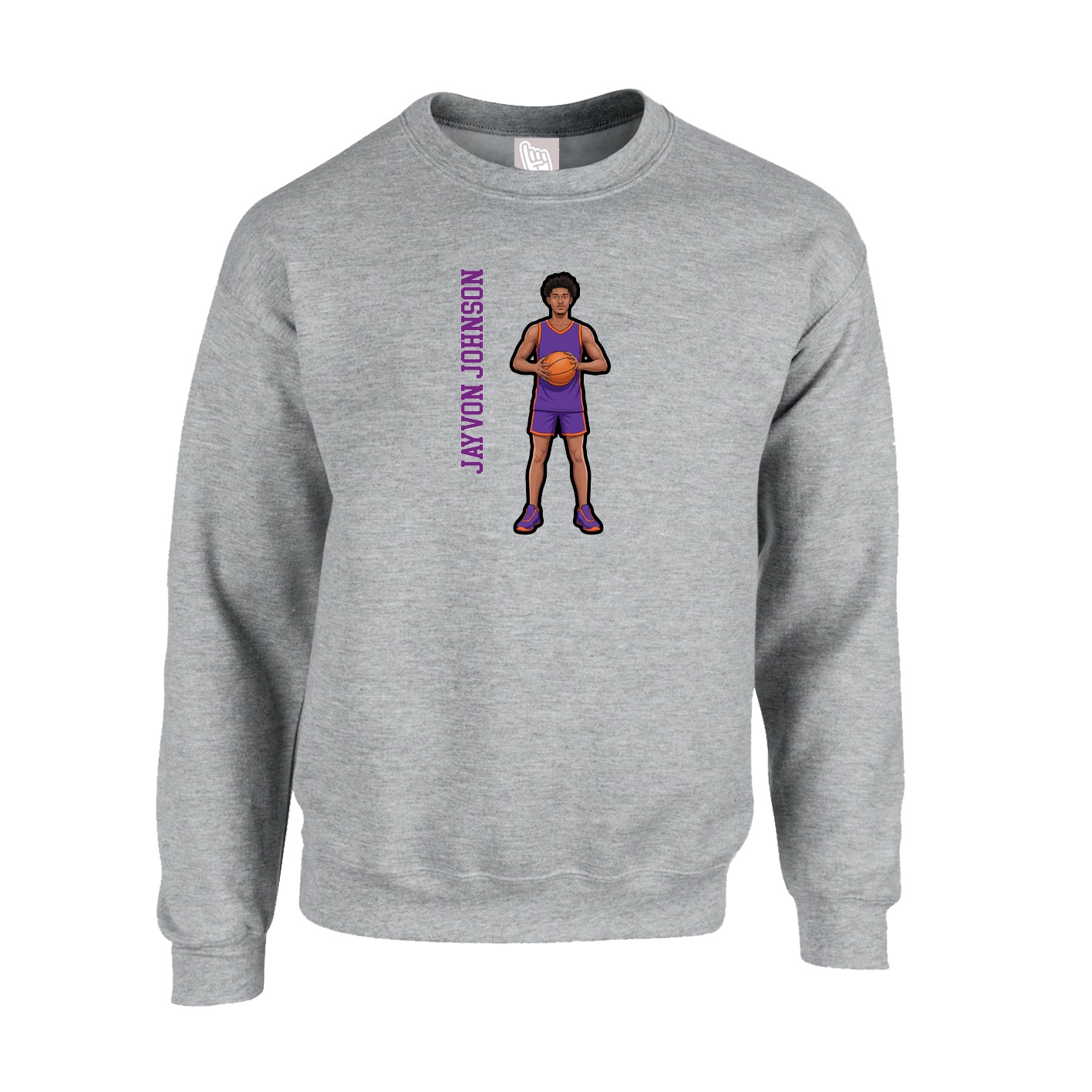 Fleece Crew — Name Vertical in Grey