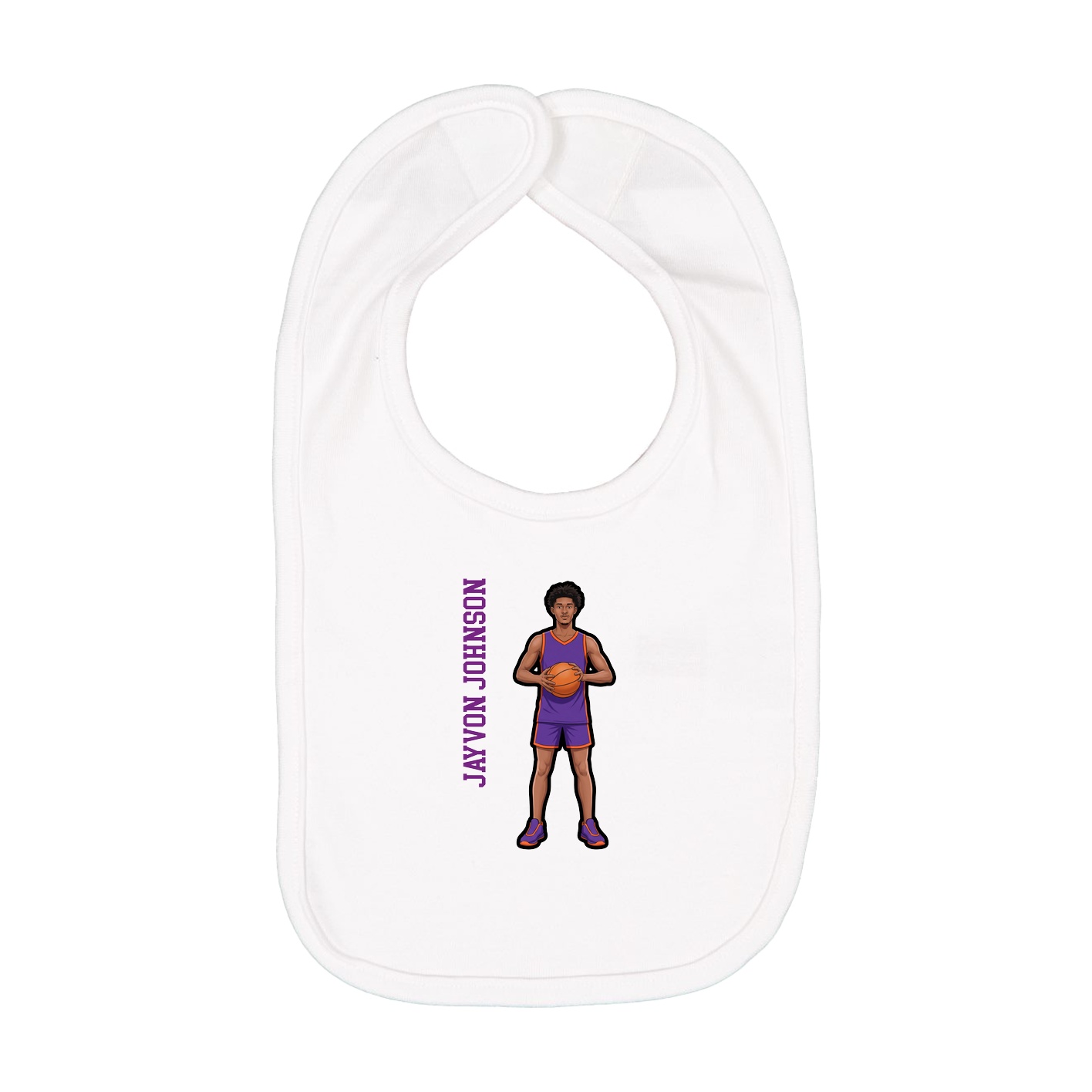 Infant Bib — Name Vertical in White