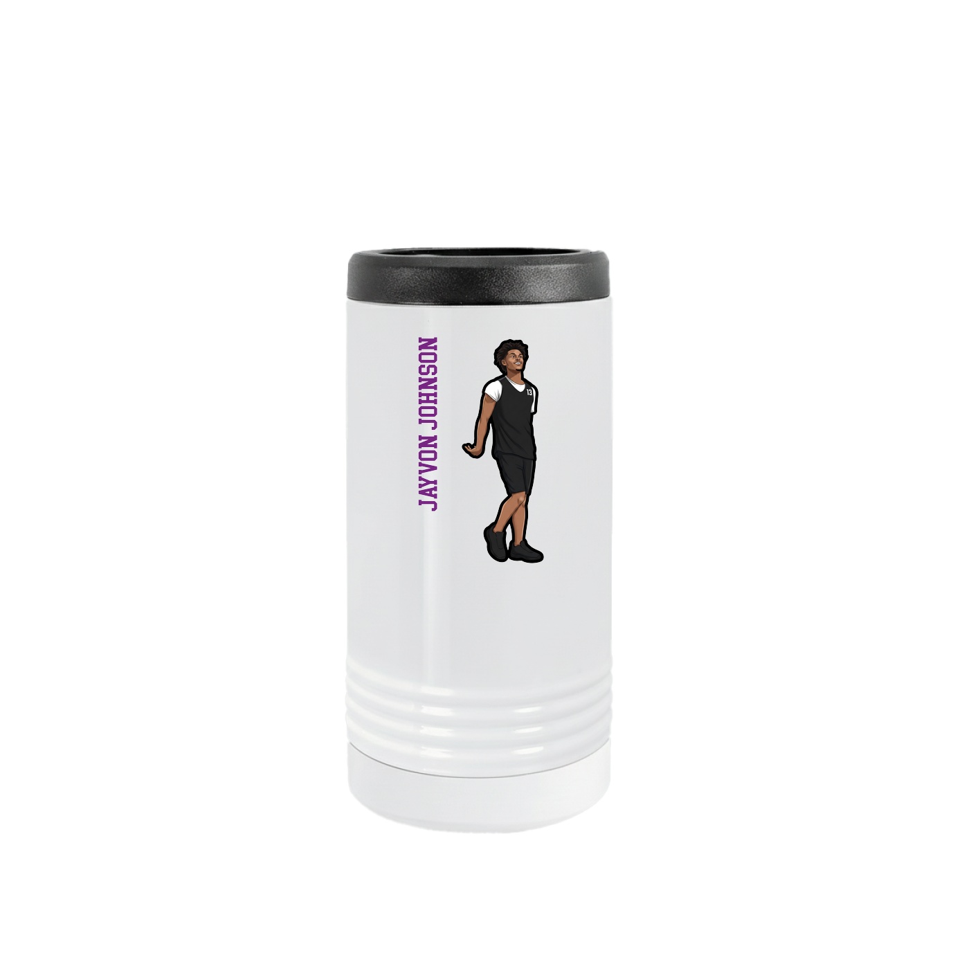 Slim Beverage Holder — Name Vertical in White