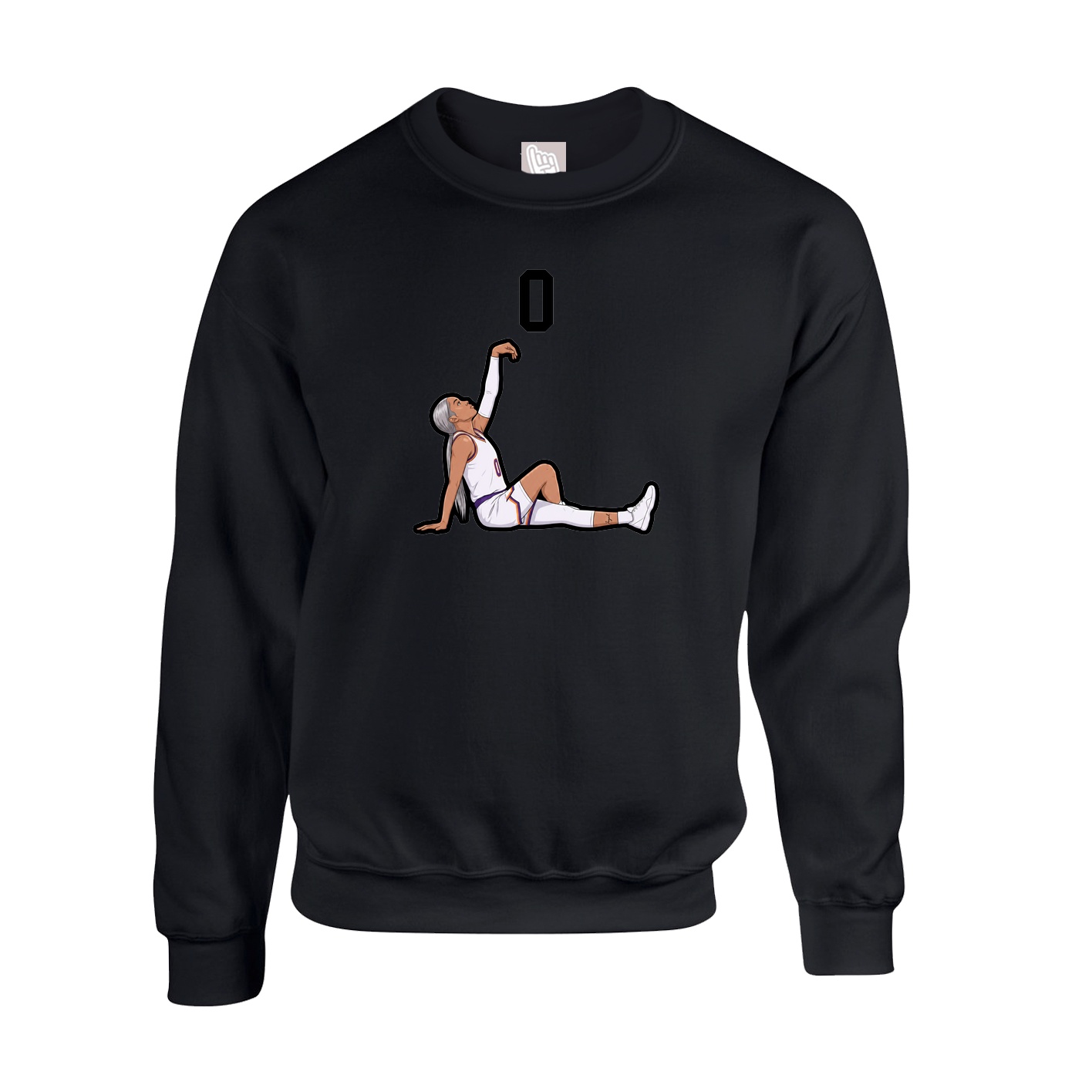 Fleece Crew — Number Top in Black