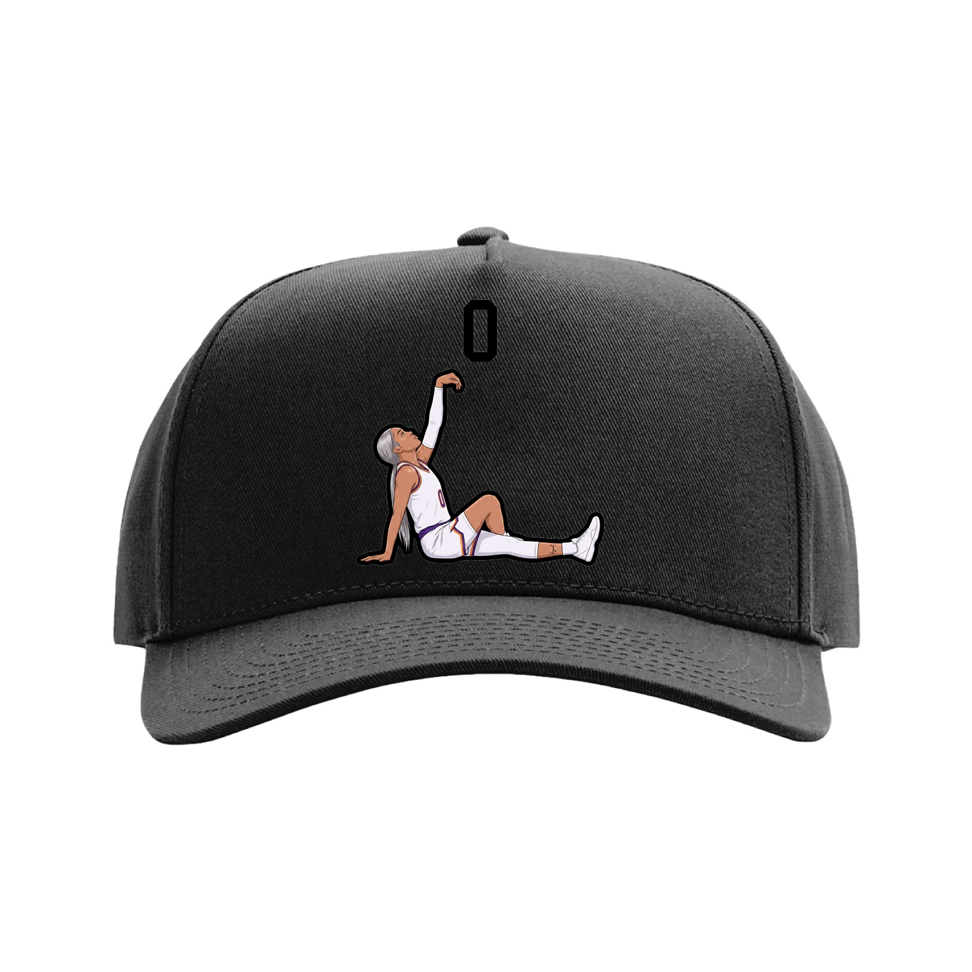 Full Fabric Five-Panel Champ Cap — Number Top in Black