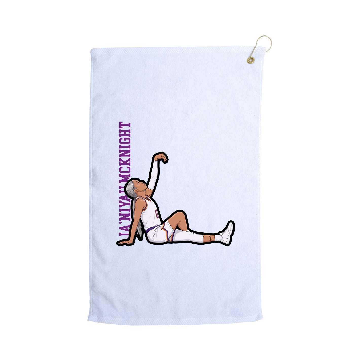 Golf Towel — Name Vertical in White