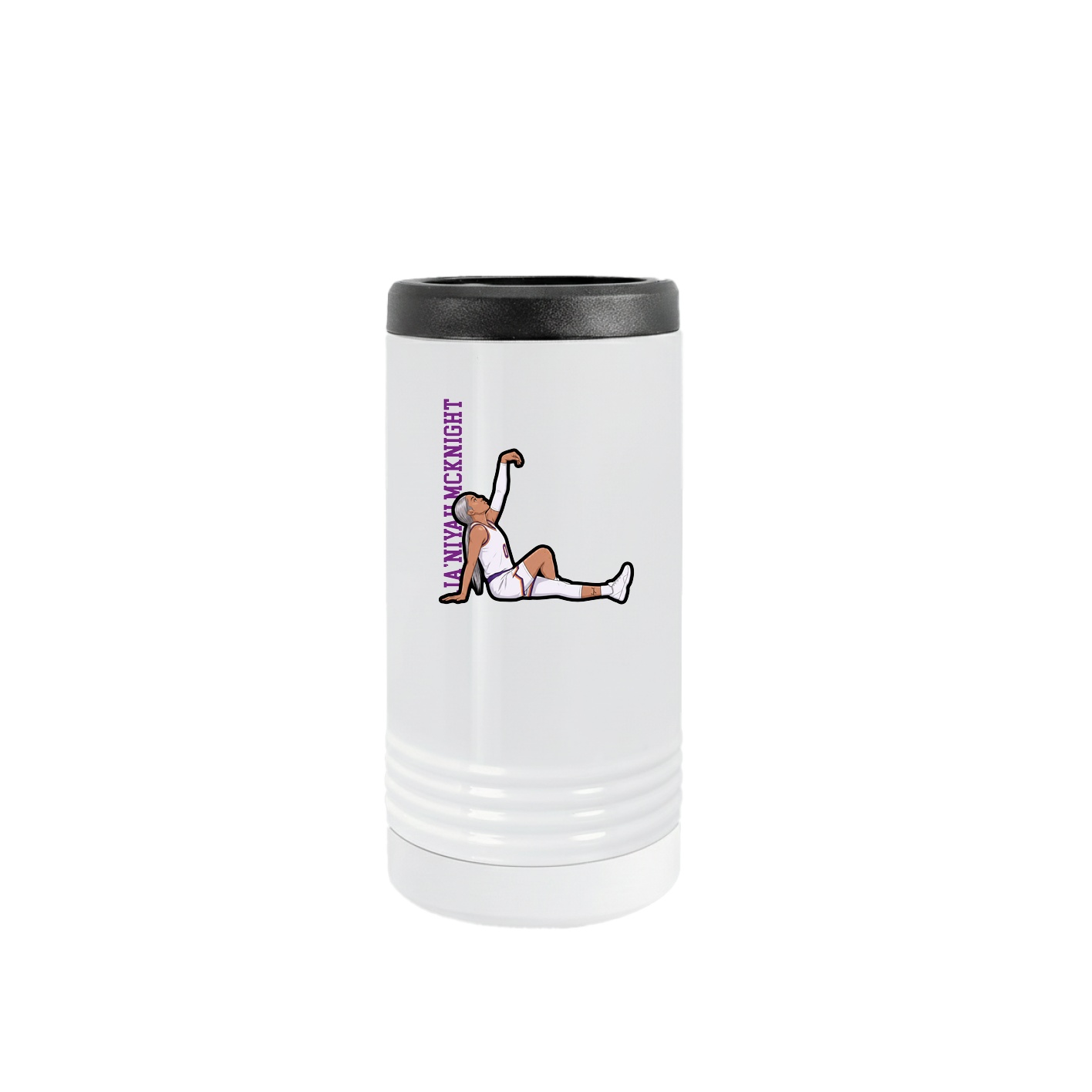 Slim Beverage Holder — Name Vertical in White