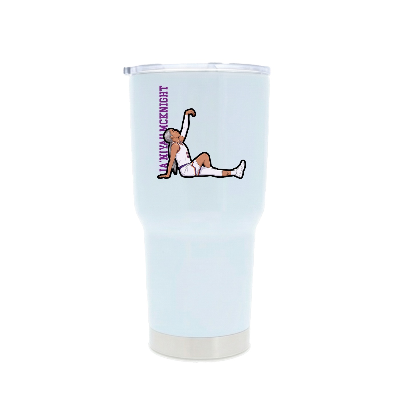 30oz Stainless Steel Tumbler — Name Vertical in White