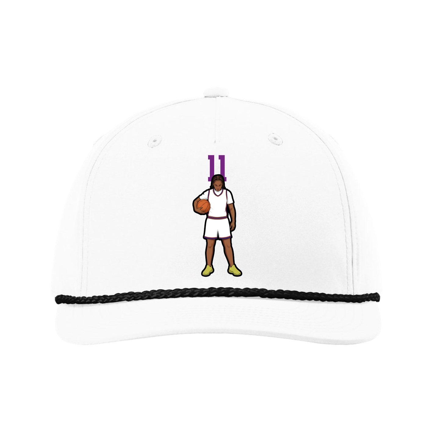 Five-Panel Classic Rope Cap — Number Top in White