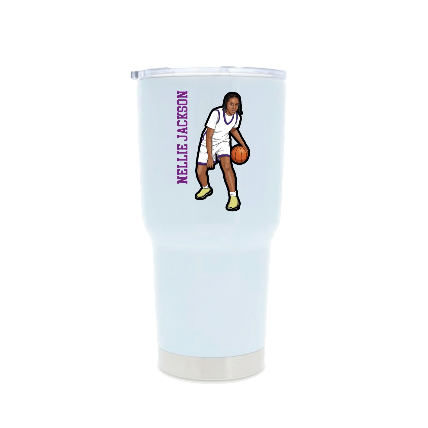 30oz Stainless Steel Tumbler — Name Vertical in White
