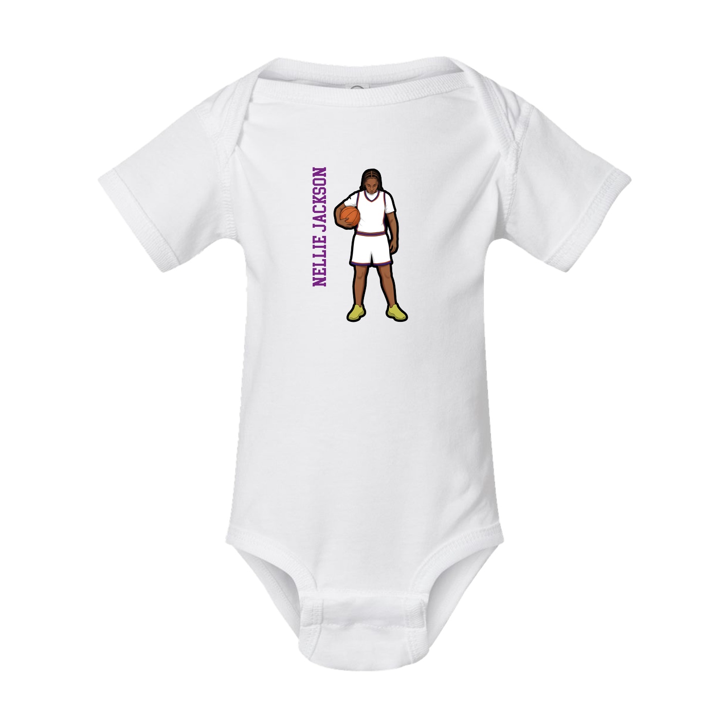 Baby Onesie — Name Vertical in White