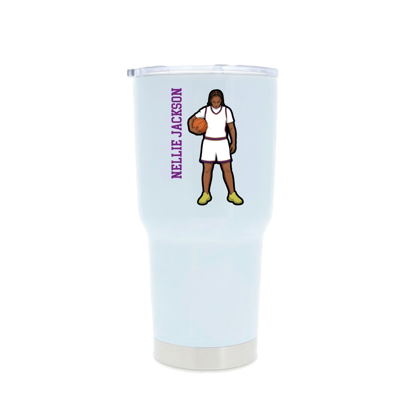 30oz Stainless Steel Tumbler — Name Vertical in White