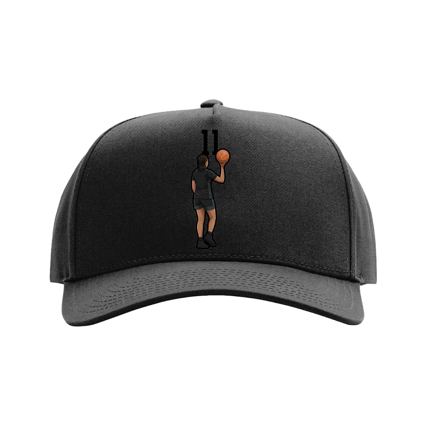 Full Fabric Five-Panel Champ Cap — Number Top in Black