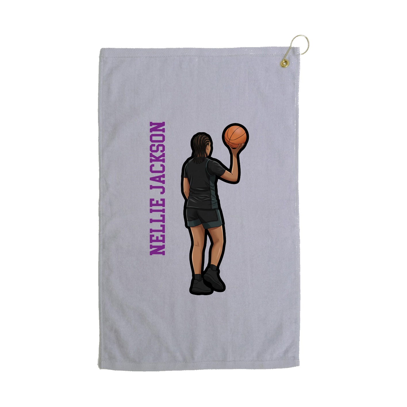 Golf Towel — Name Vertical in Grey