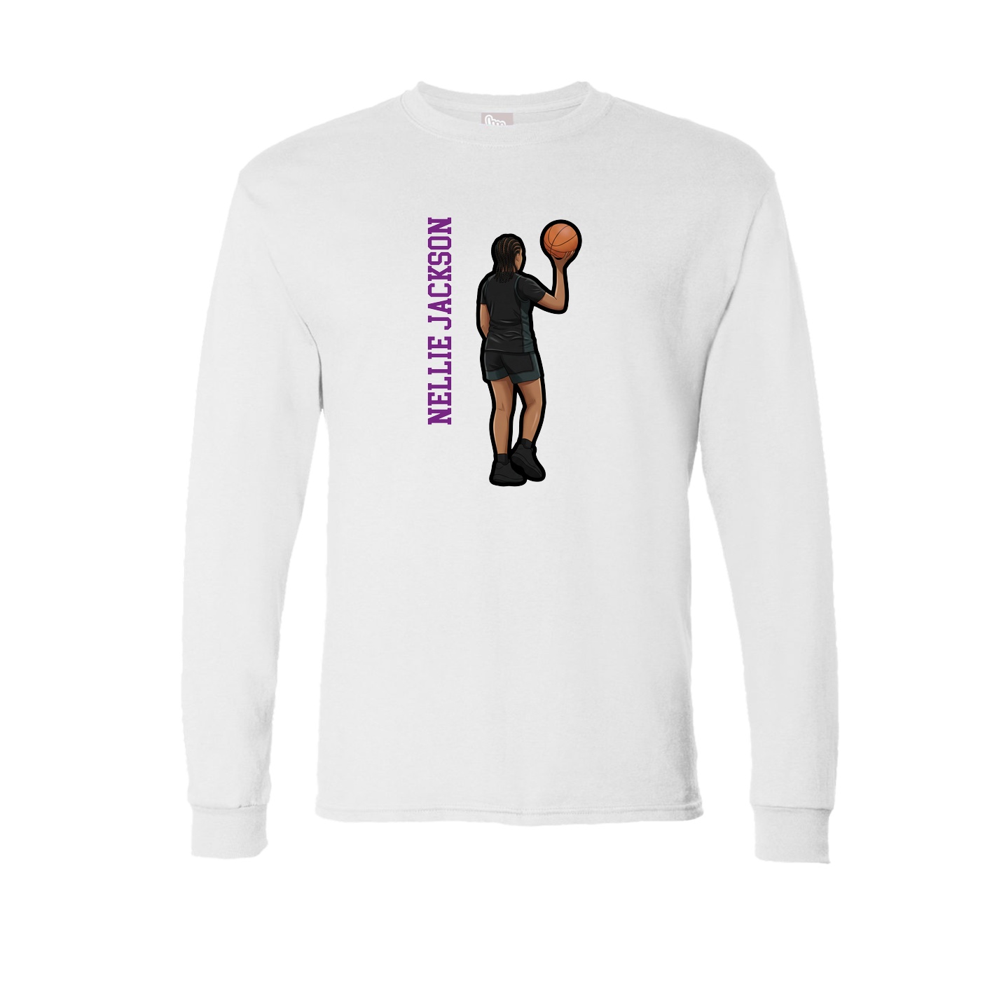 Long Sleeve Tee — Name Vertical in White
