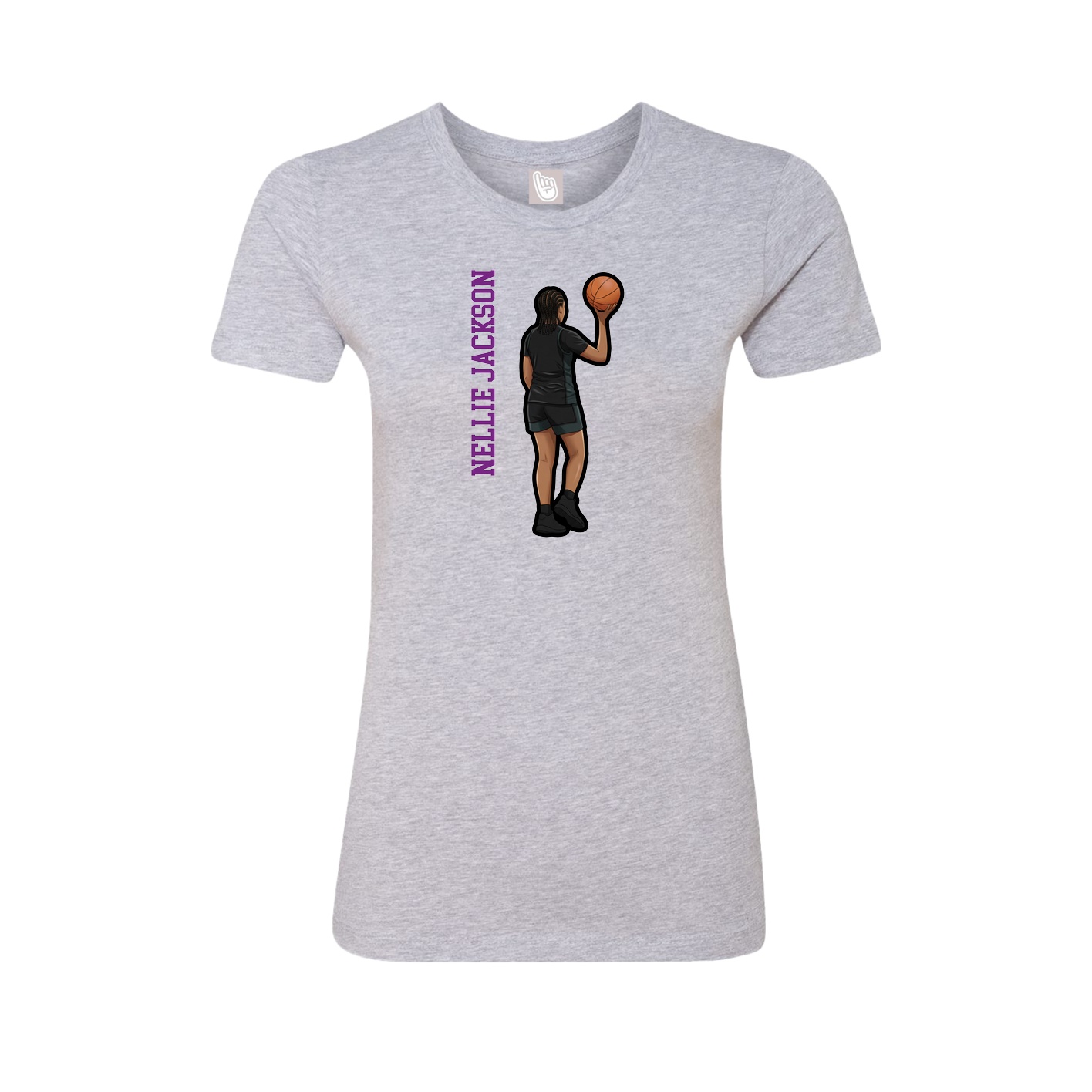 Fitted Women's Tee — Name Vertical in Grey