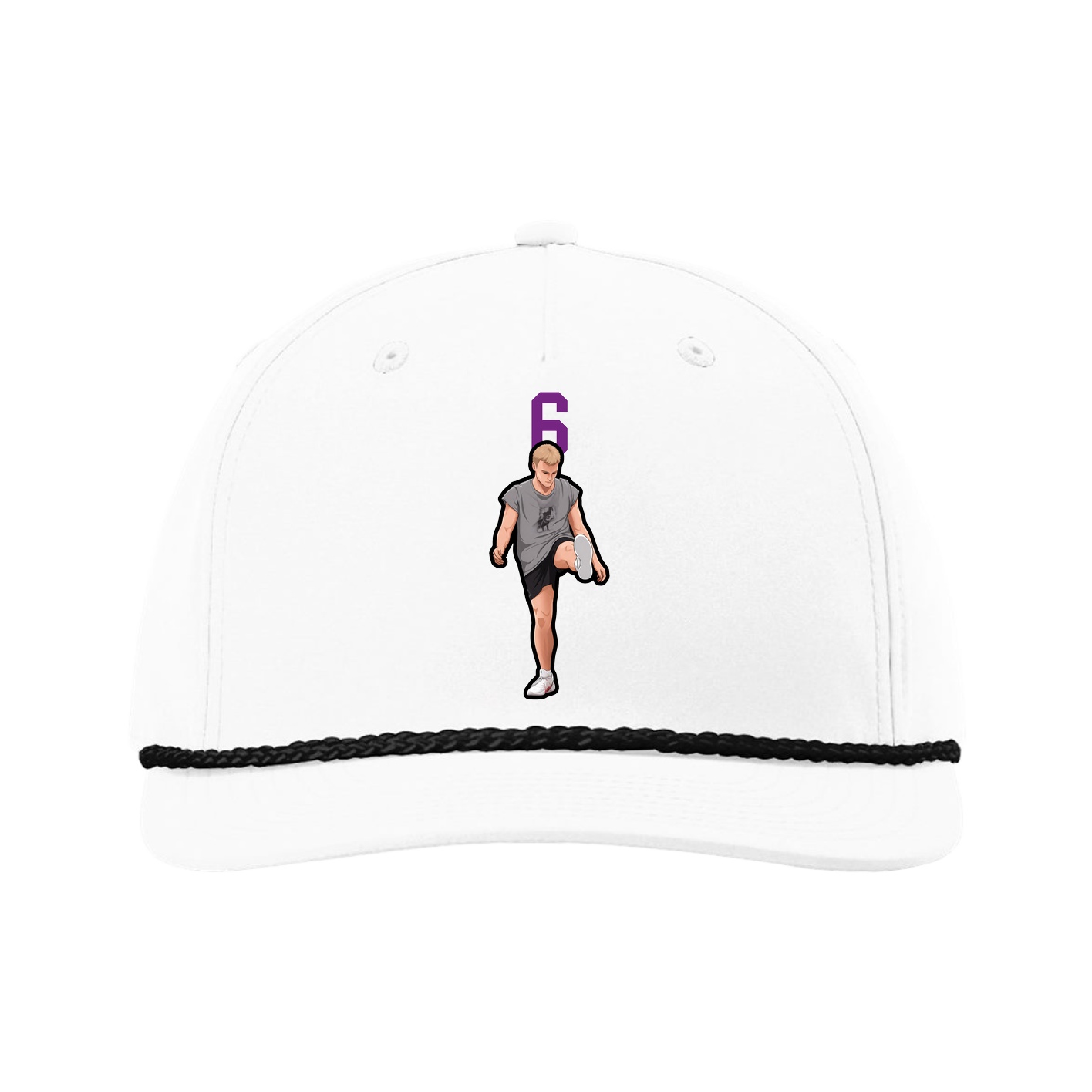Five-Panel Classic Rope Cap — Number Top in White