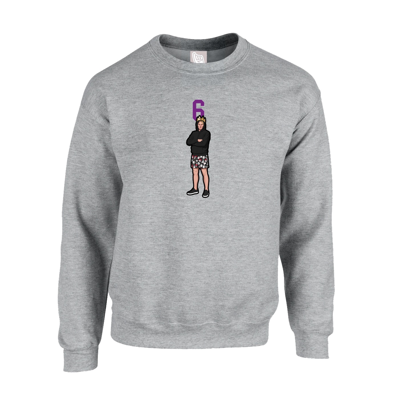 Fleece Crew — Number Top in Grey