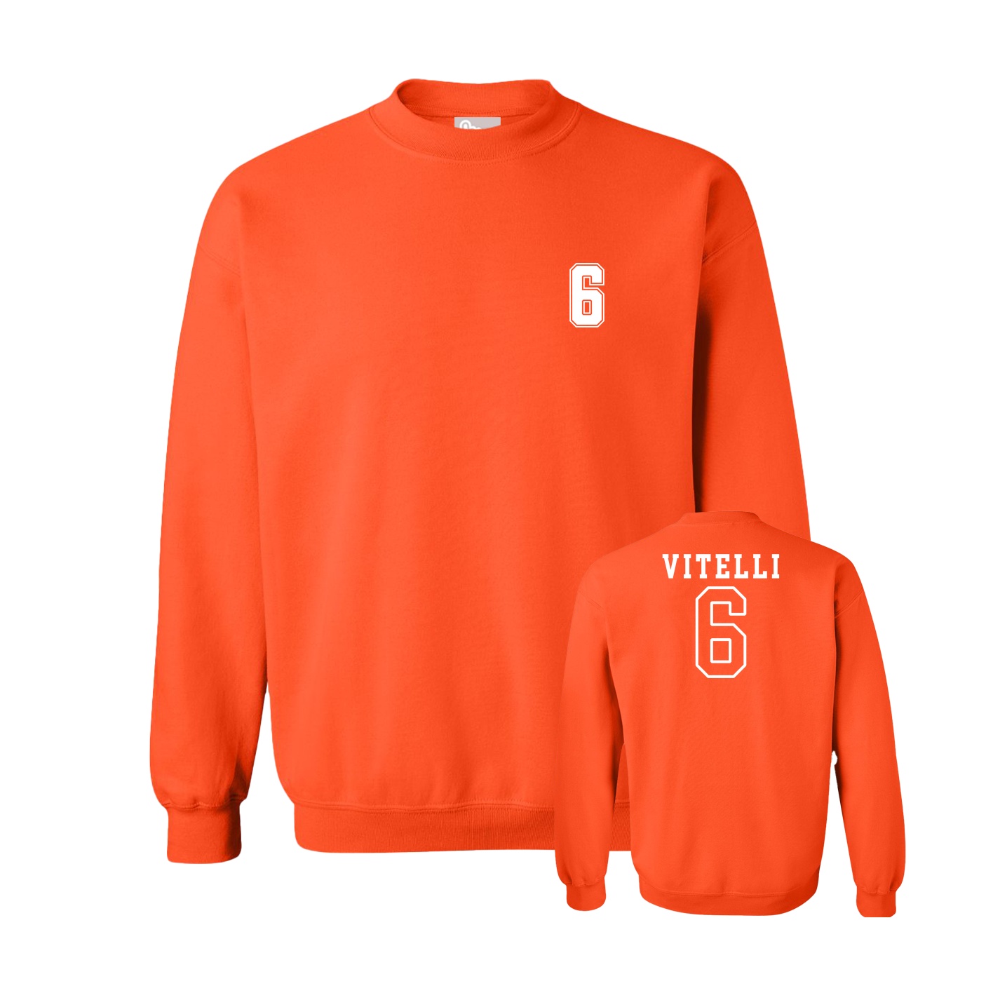Fleece Crew — Chest Back in Orange