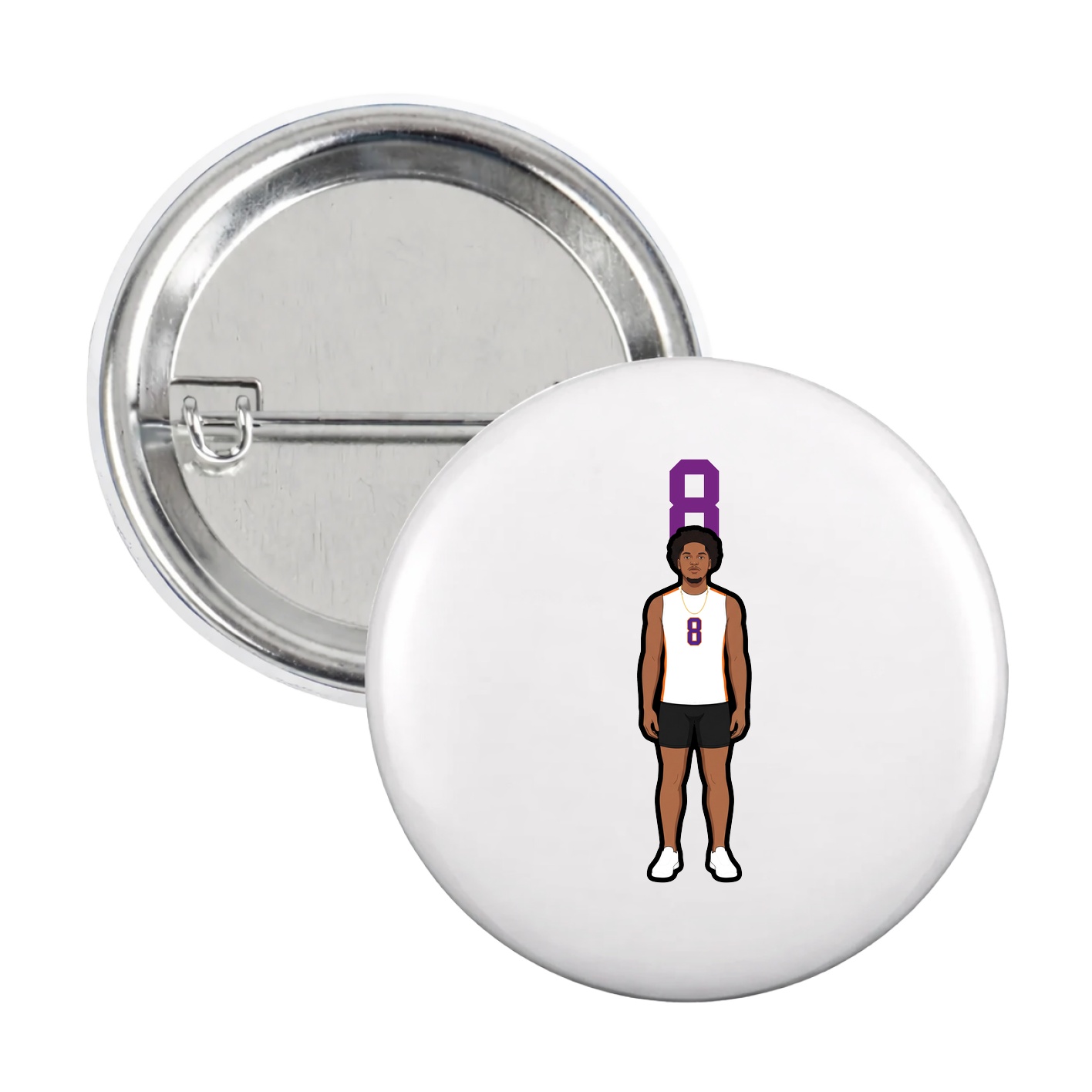 Game Day Button — Number Top in White