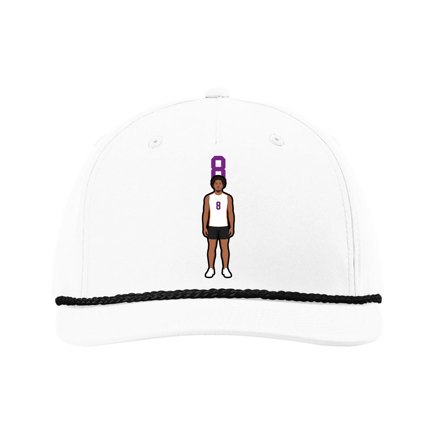 Five-Panel Classic Rope Cap — Number Top in White
