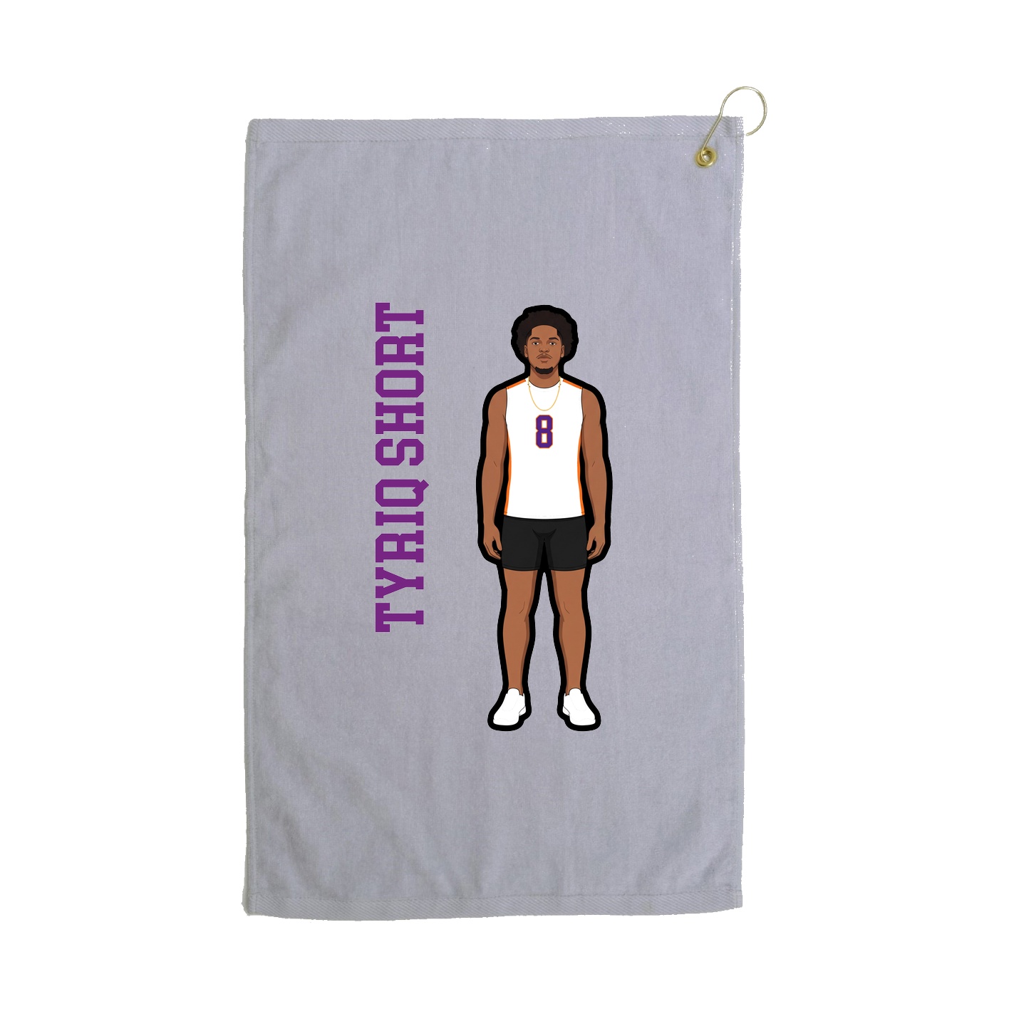 Golf Towel — Name Vertical in Grey