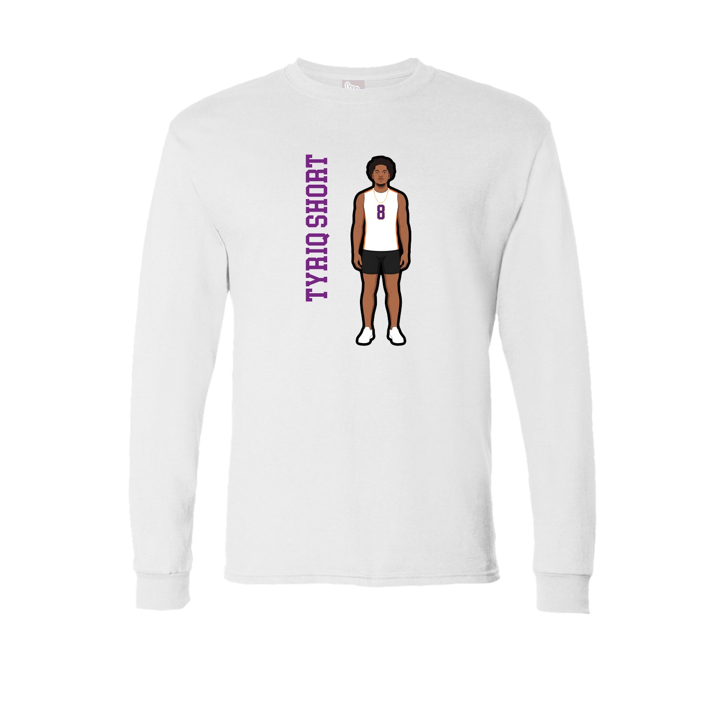 Long Sleeve Tee — Name Vertical in White