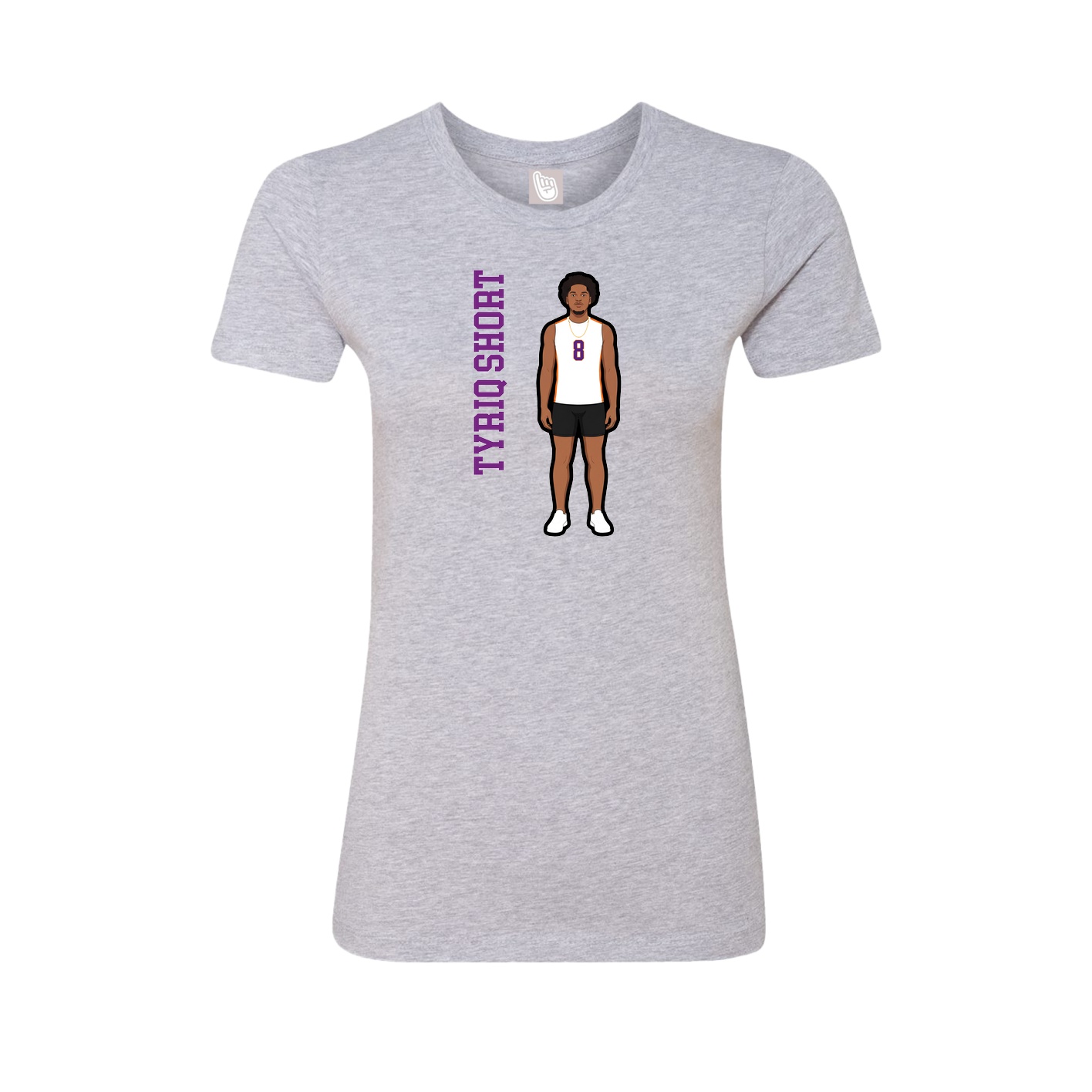 Fitted Women's Tee — Name Vertical in Grey