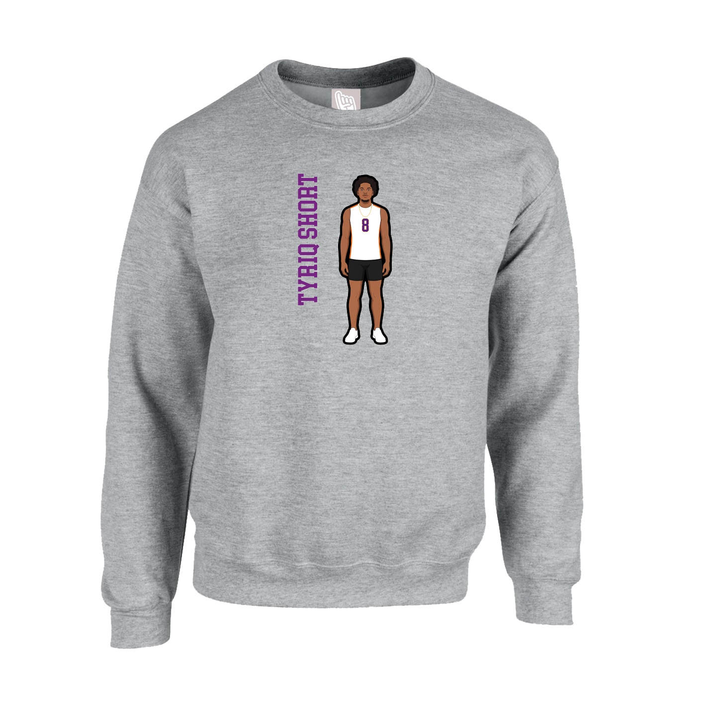 Fleece Crew — Name Vertical in Grey