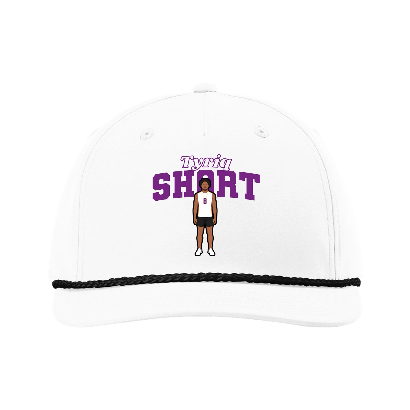 Five-Panel Classic Rope Cap — Name Arch in White