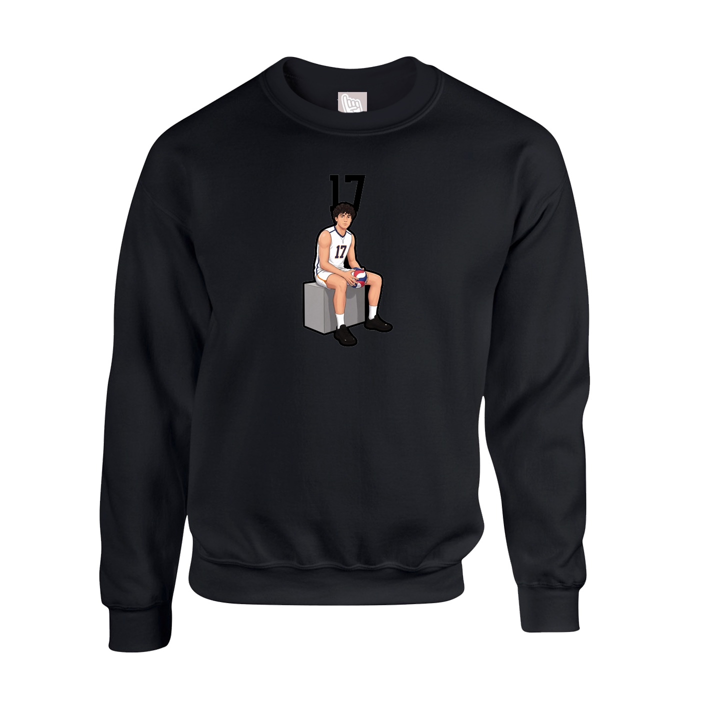 Fleece Crew — Number Top in Black