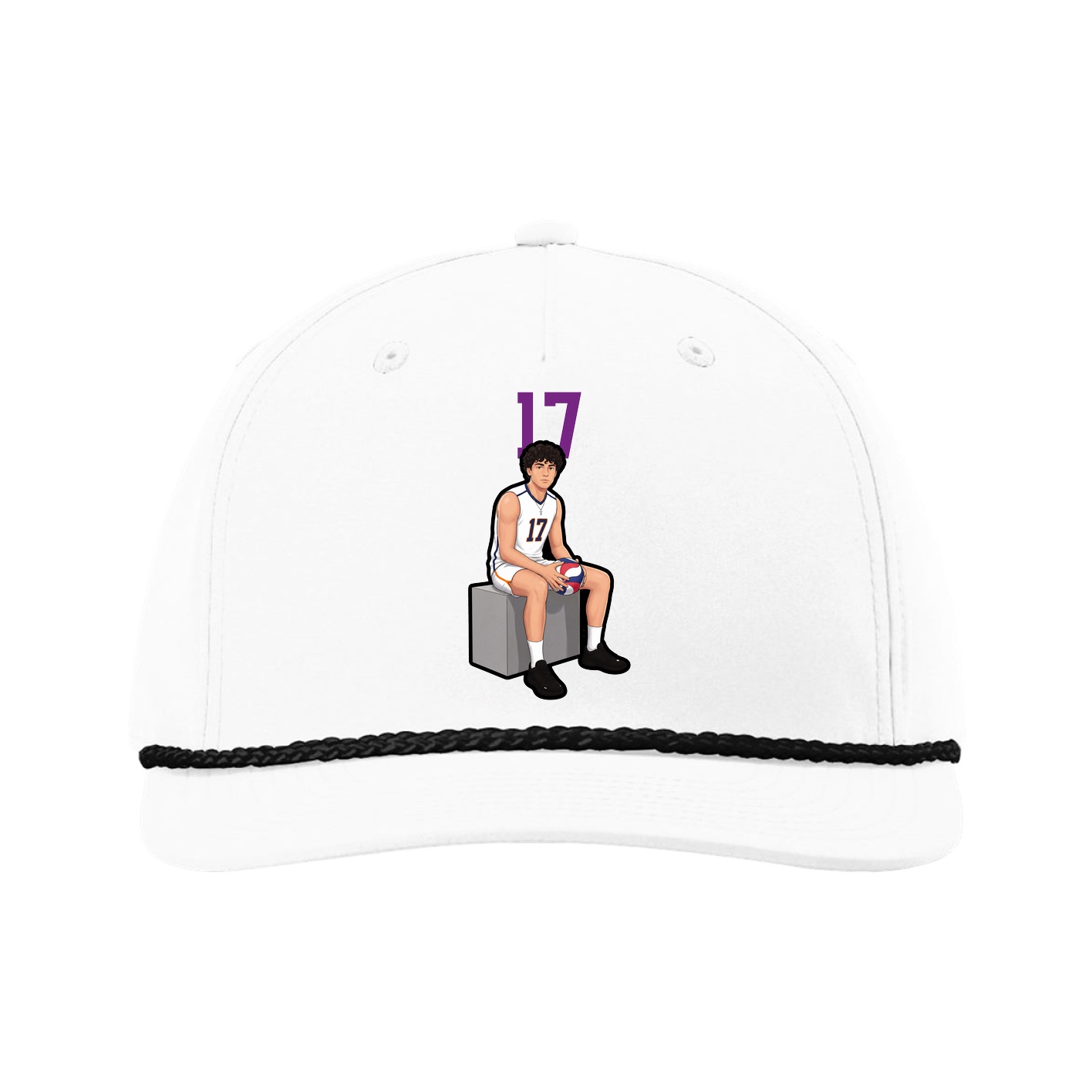Five-Panel Classic Rope Cap — Number Top in White