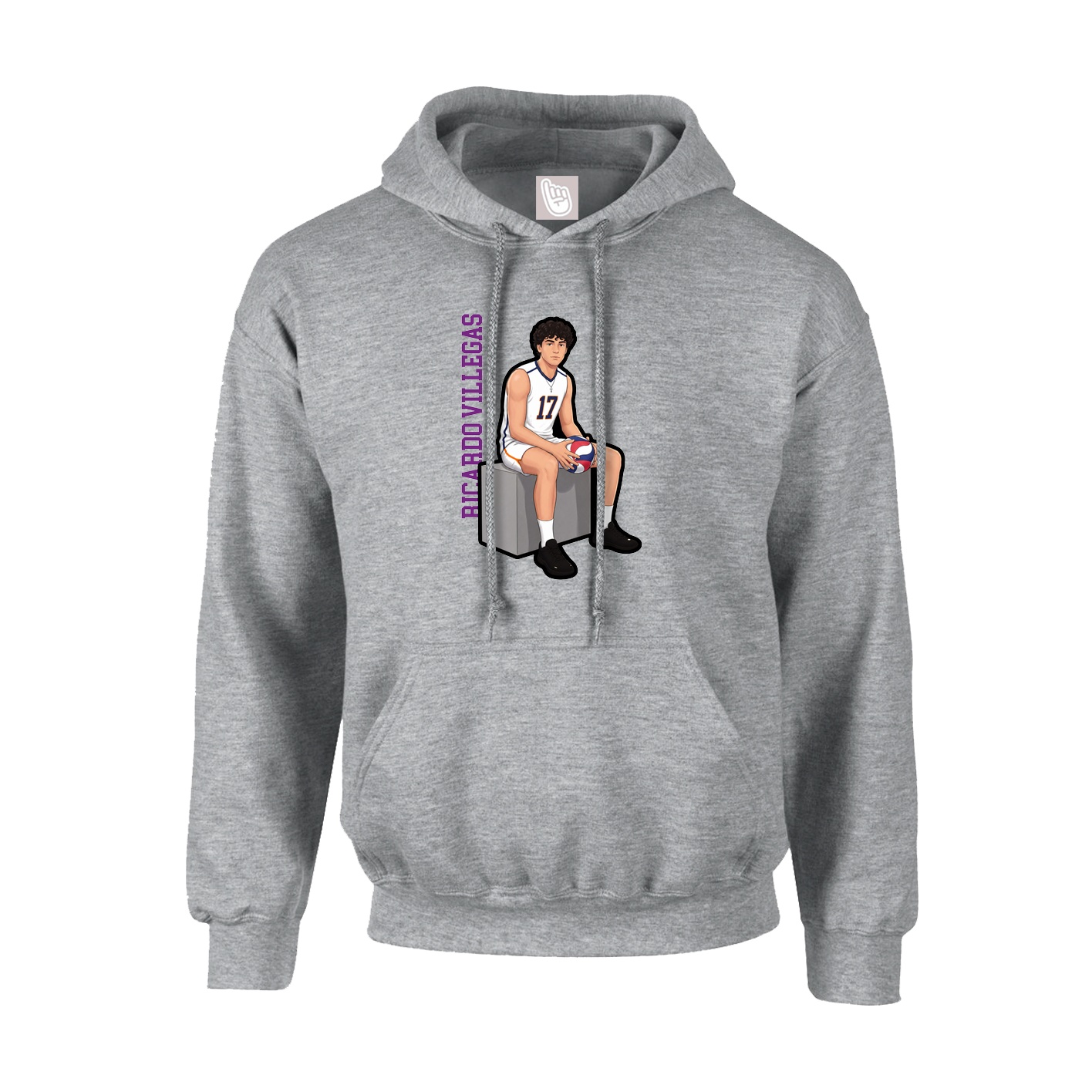 Hoodie — Name Vertical in Grey