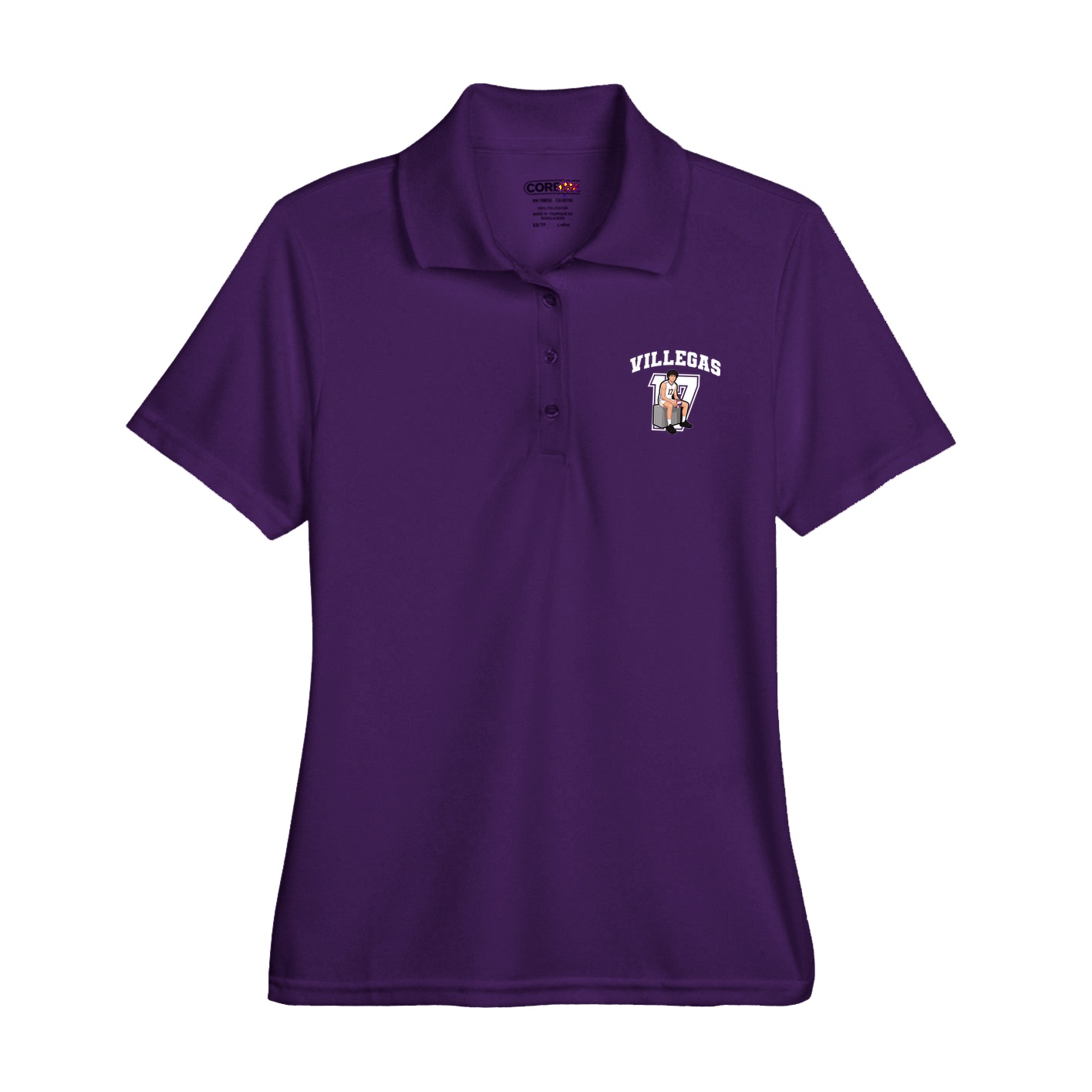 Womens Performance Polo — Number in Purple