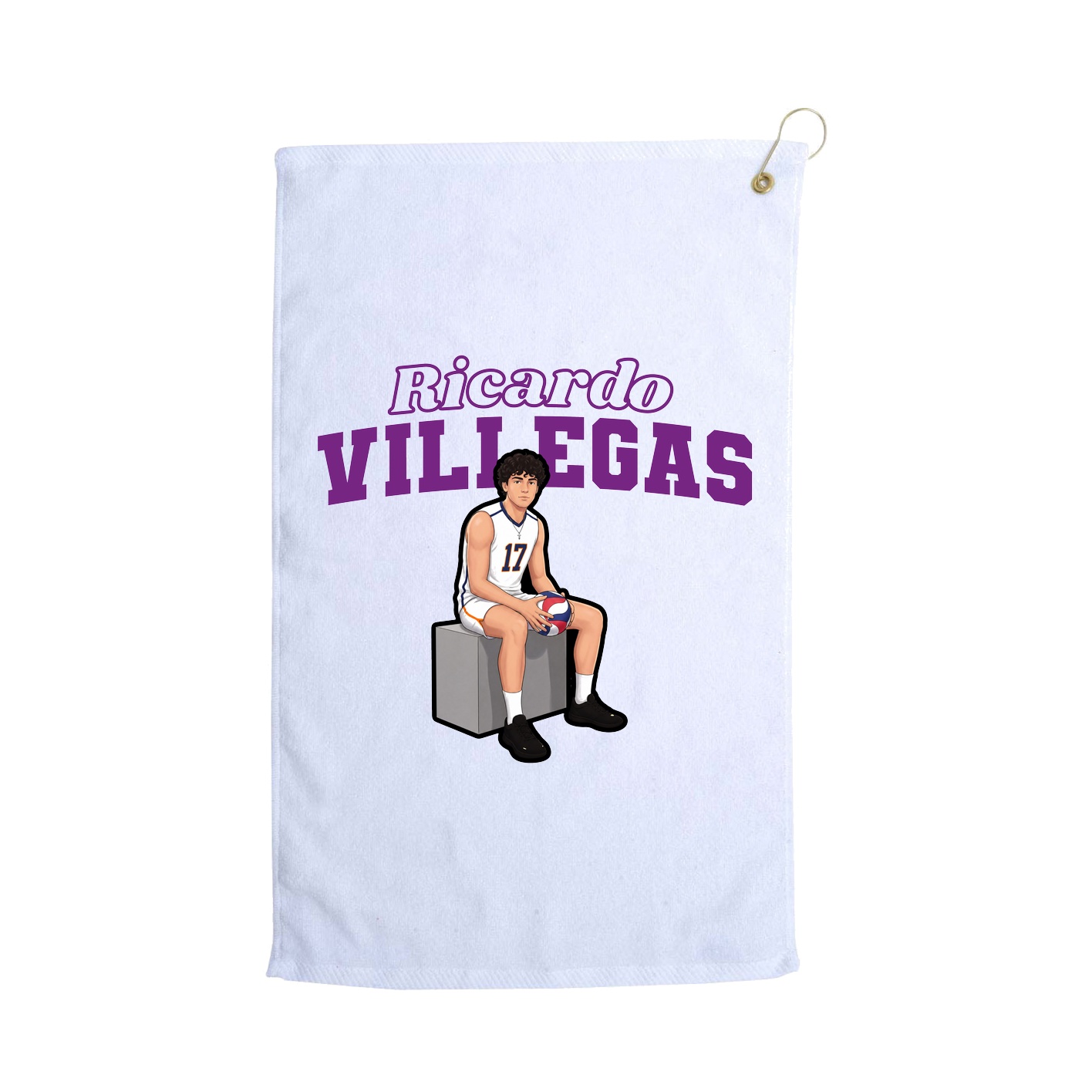 Golf Towel — Name Arch in White