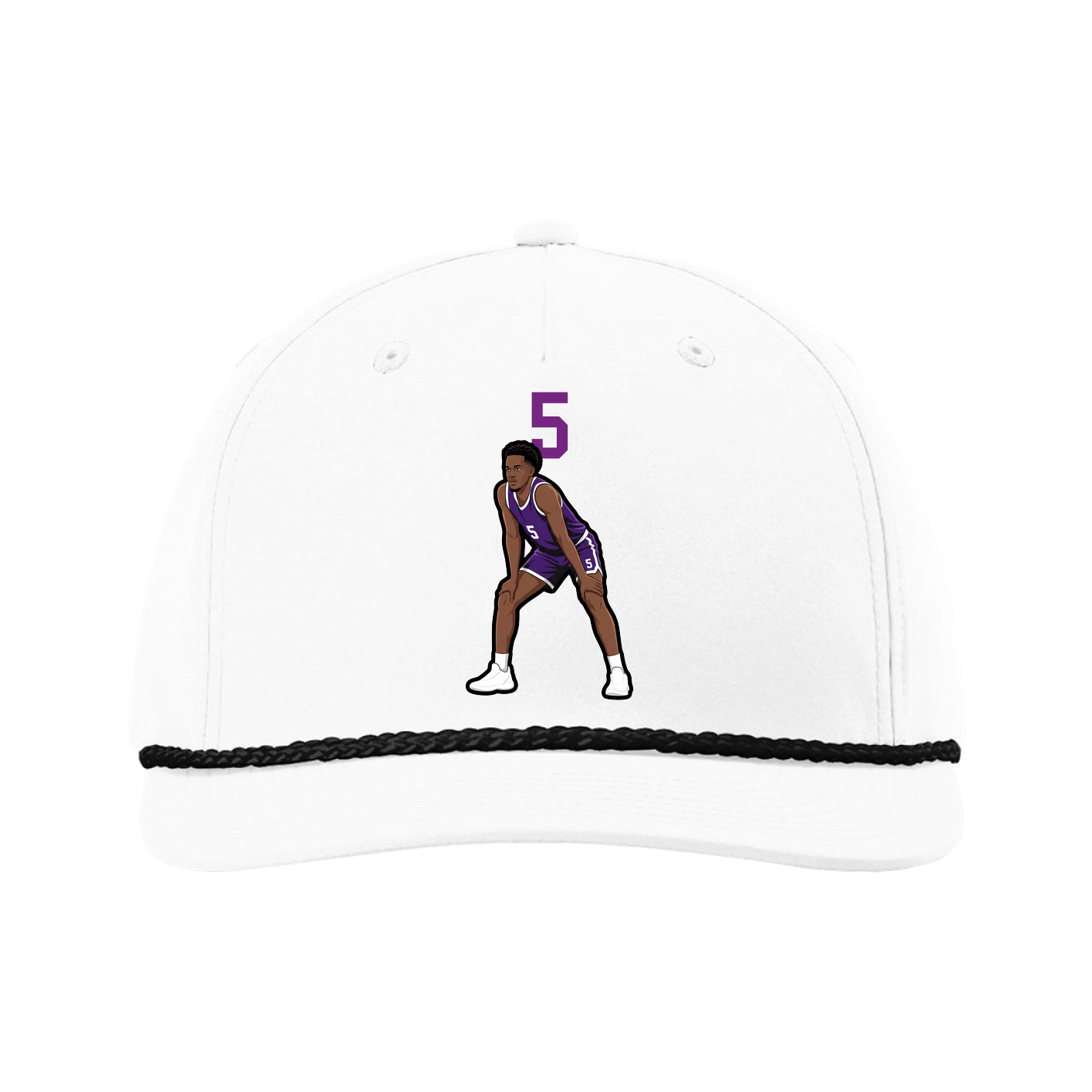 Five-Panel Classic Rope Cap — Number Top in White
