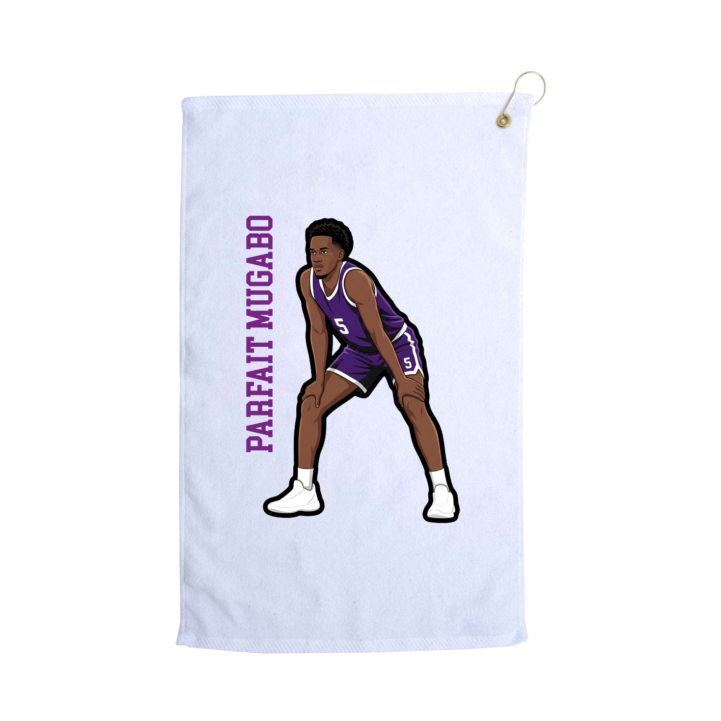 Golf Towel — Name Vertical in White