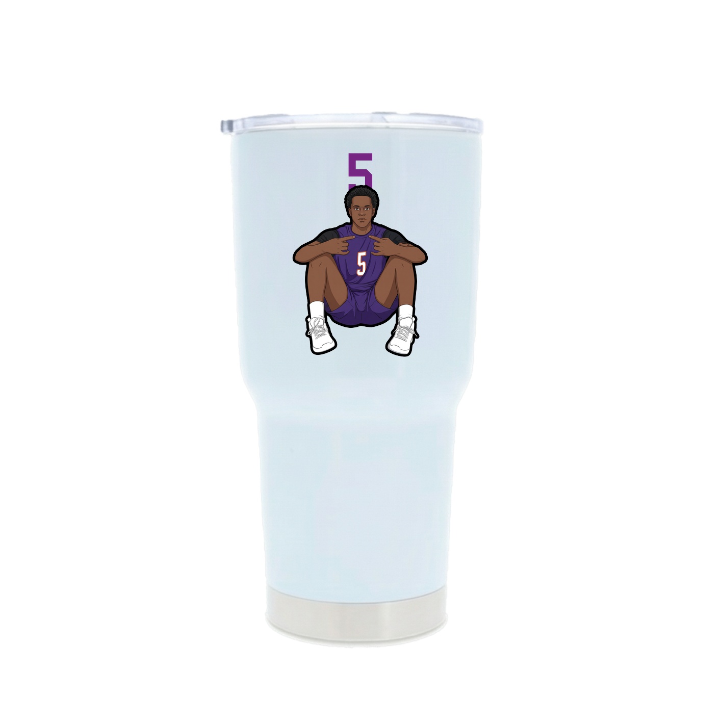30oz Stainless Steel Tumbler — Number Top in White