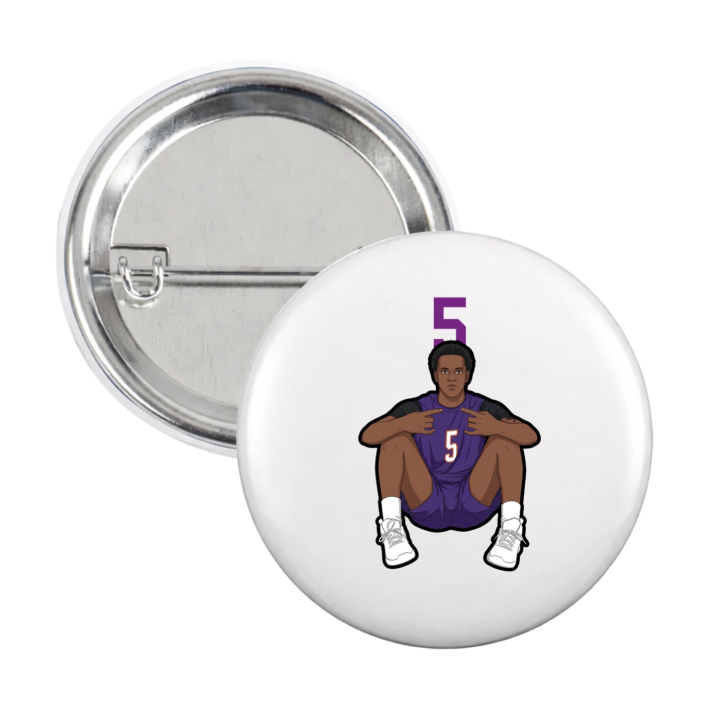 Game Day Button — Number Top in White