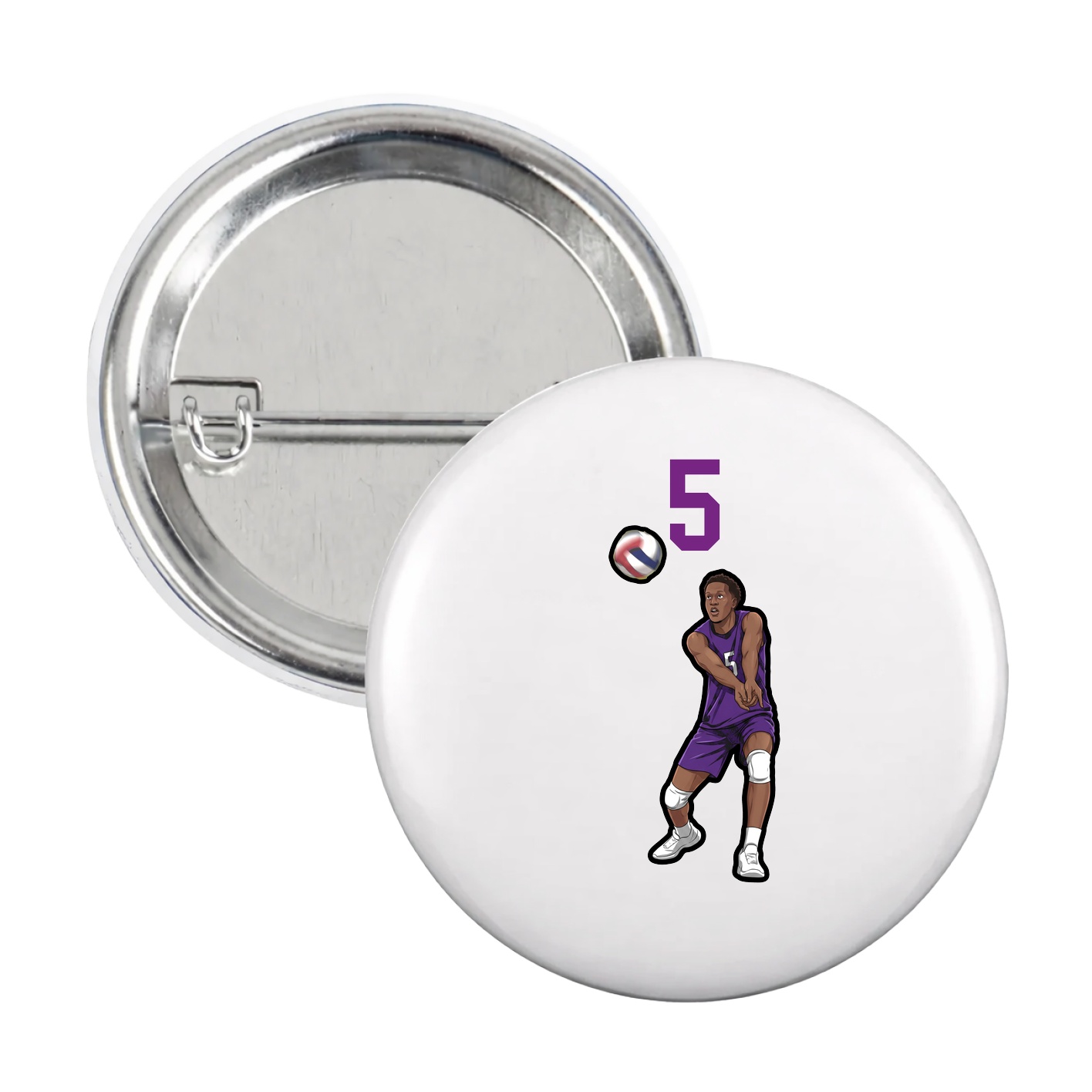 Game Day Button — Number Top in White