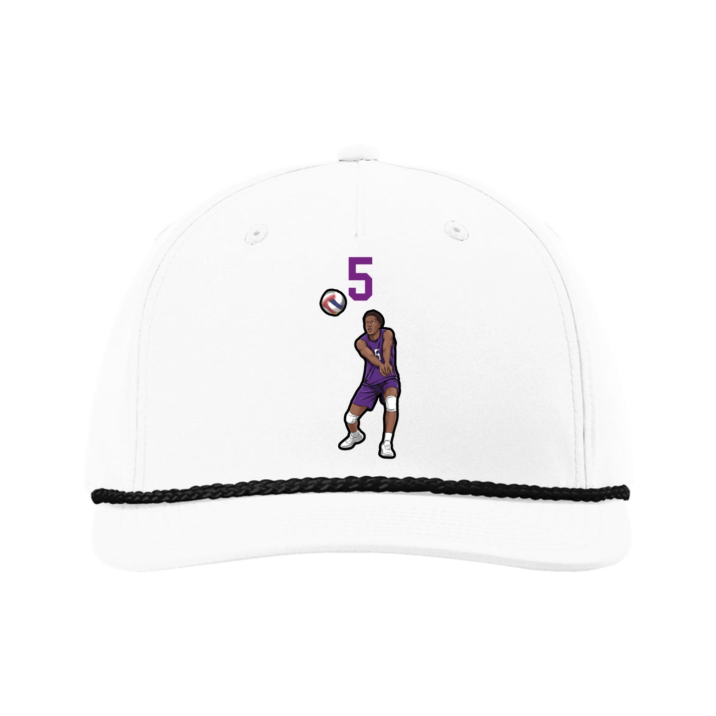 Five-Panel Classic Rope Cap — Number Top in White