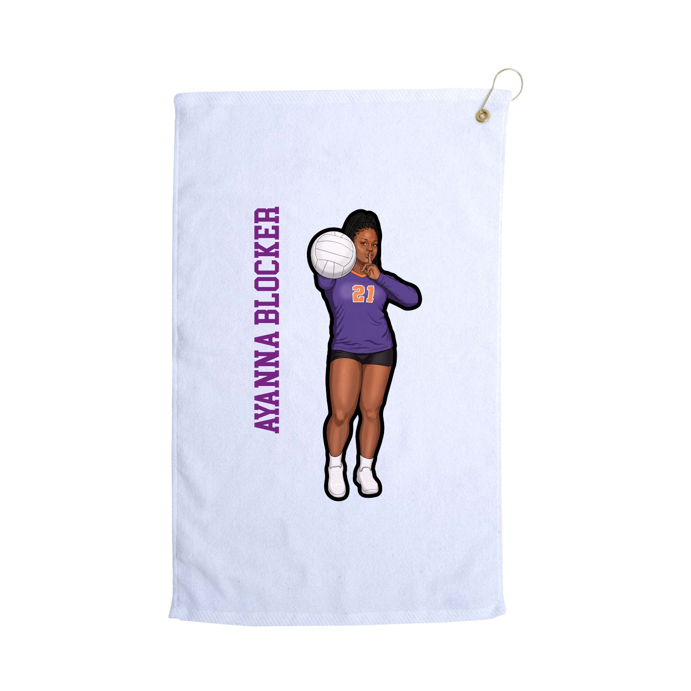 Golf Towel — Name Vertical in White