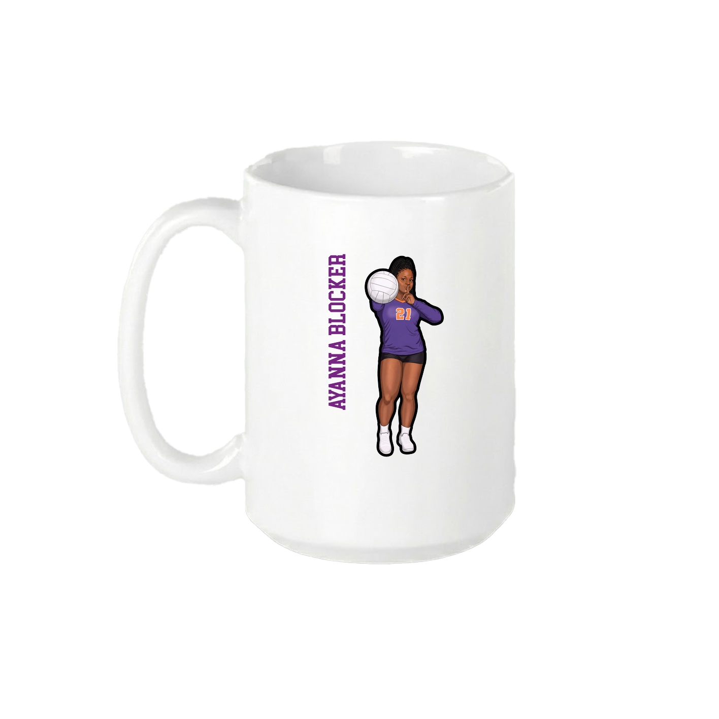 15oz Coffee Mug — Name Vertical in White