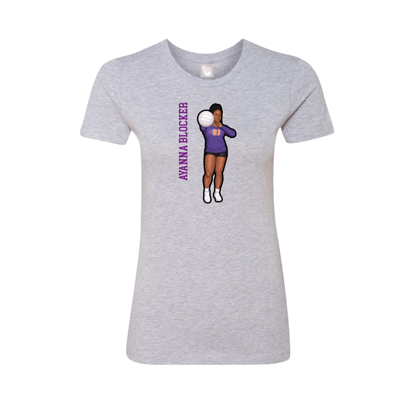 Fitted Women's Tee — Name Vertical in Grey