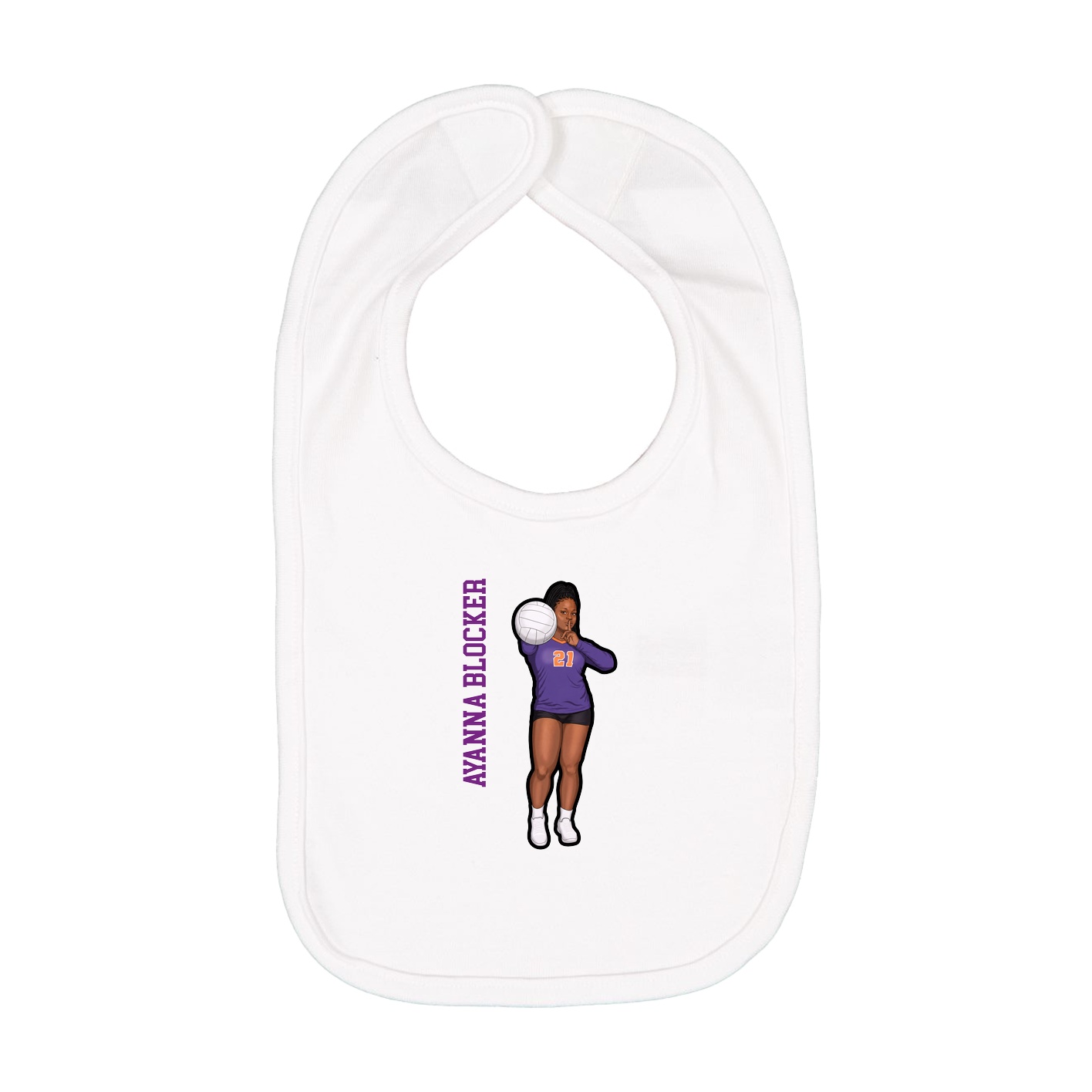 Infant Bib — Name Vertical in White
