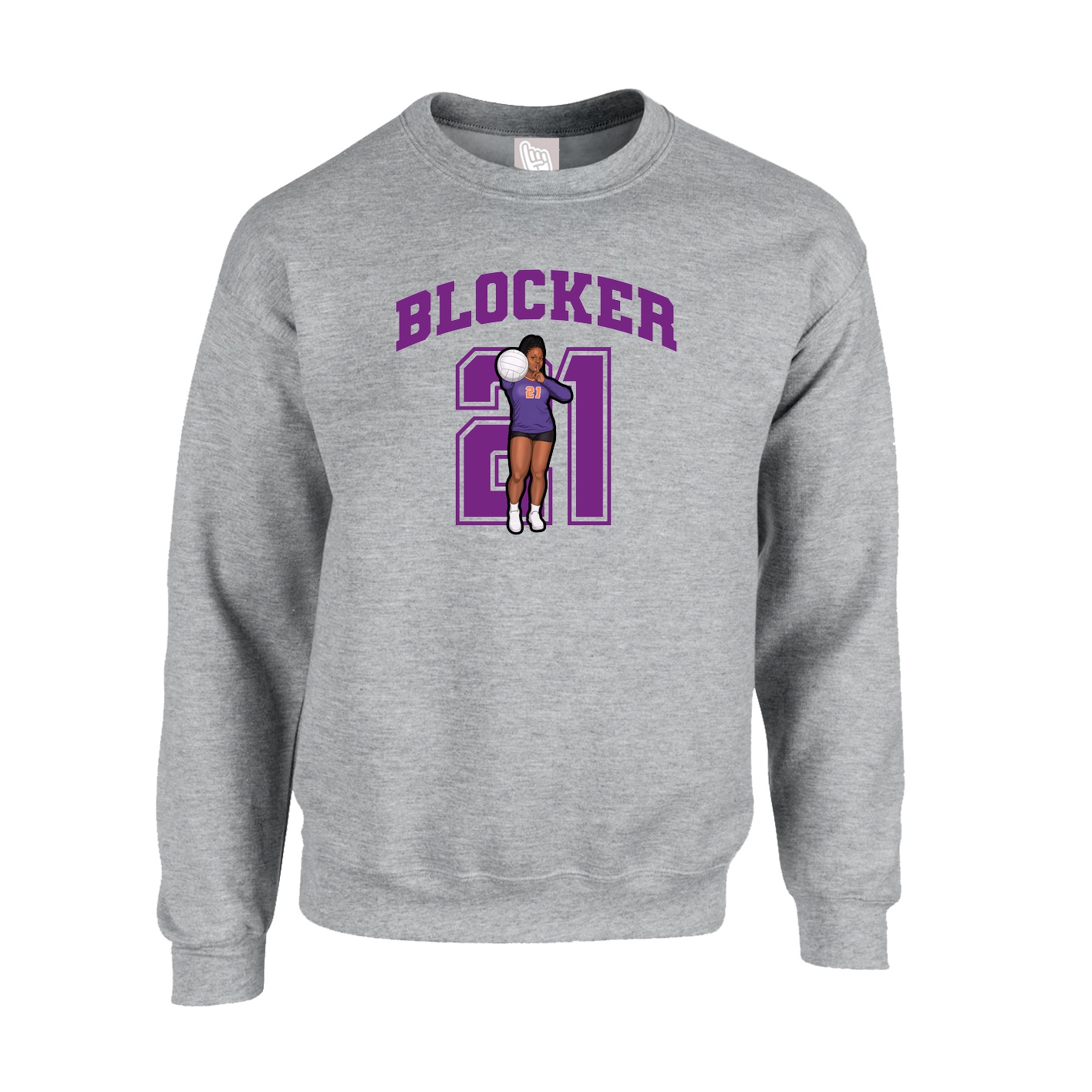 Fleece Crew — Number in Grey
