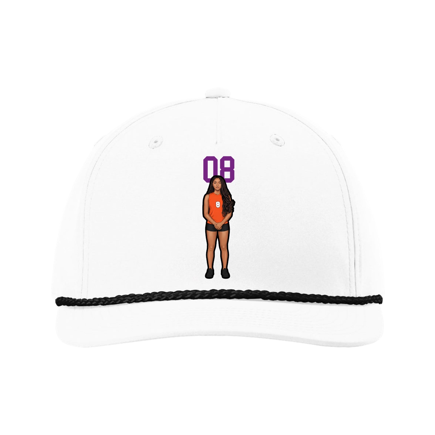 Five-Panel Classic Rope Cap — Number Top in White